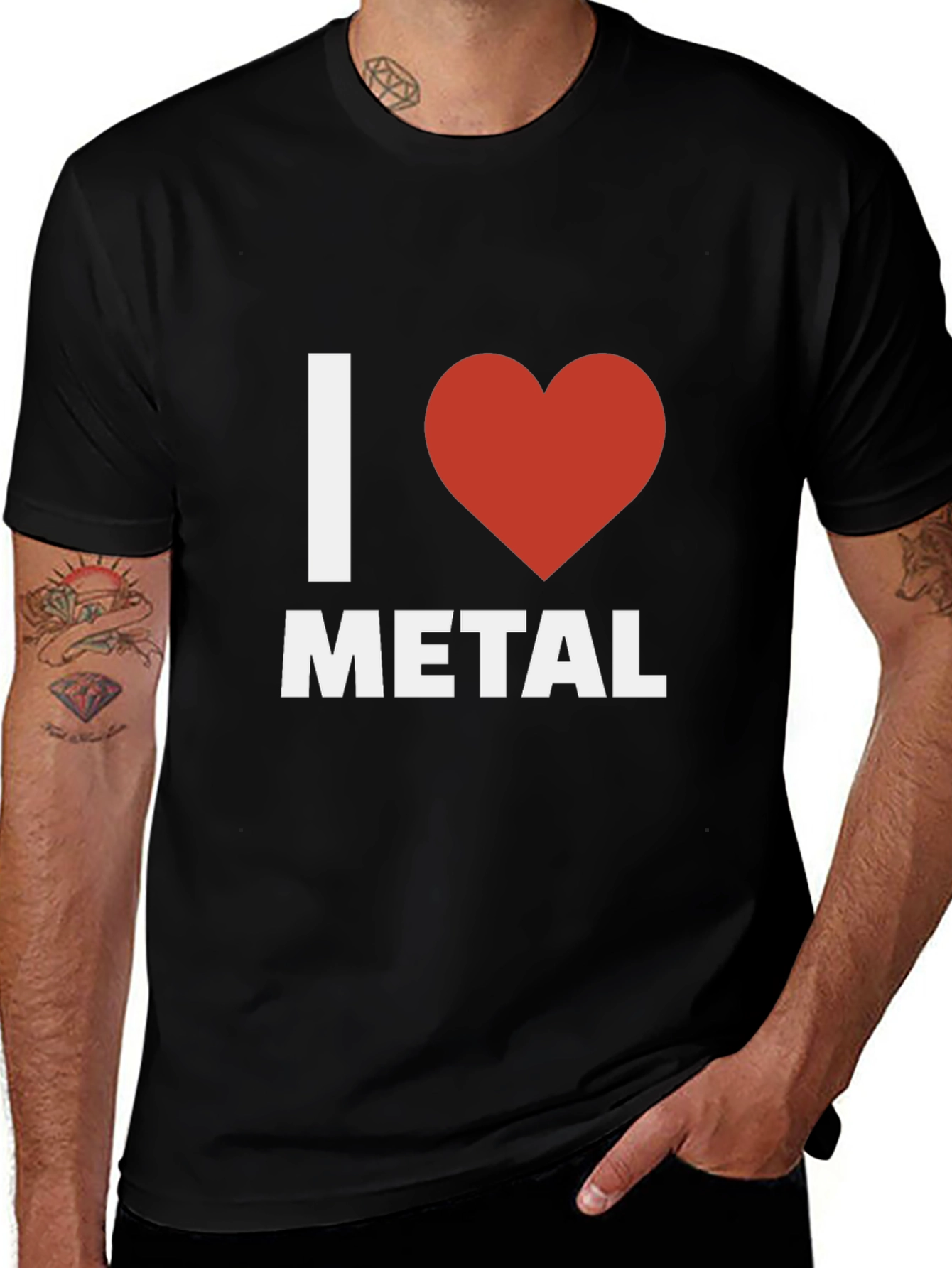 I Heart Metal Graphic Tee - Black Cotton T-Shirt