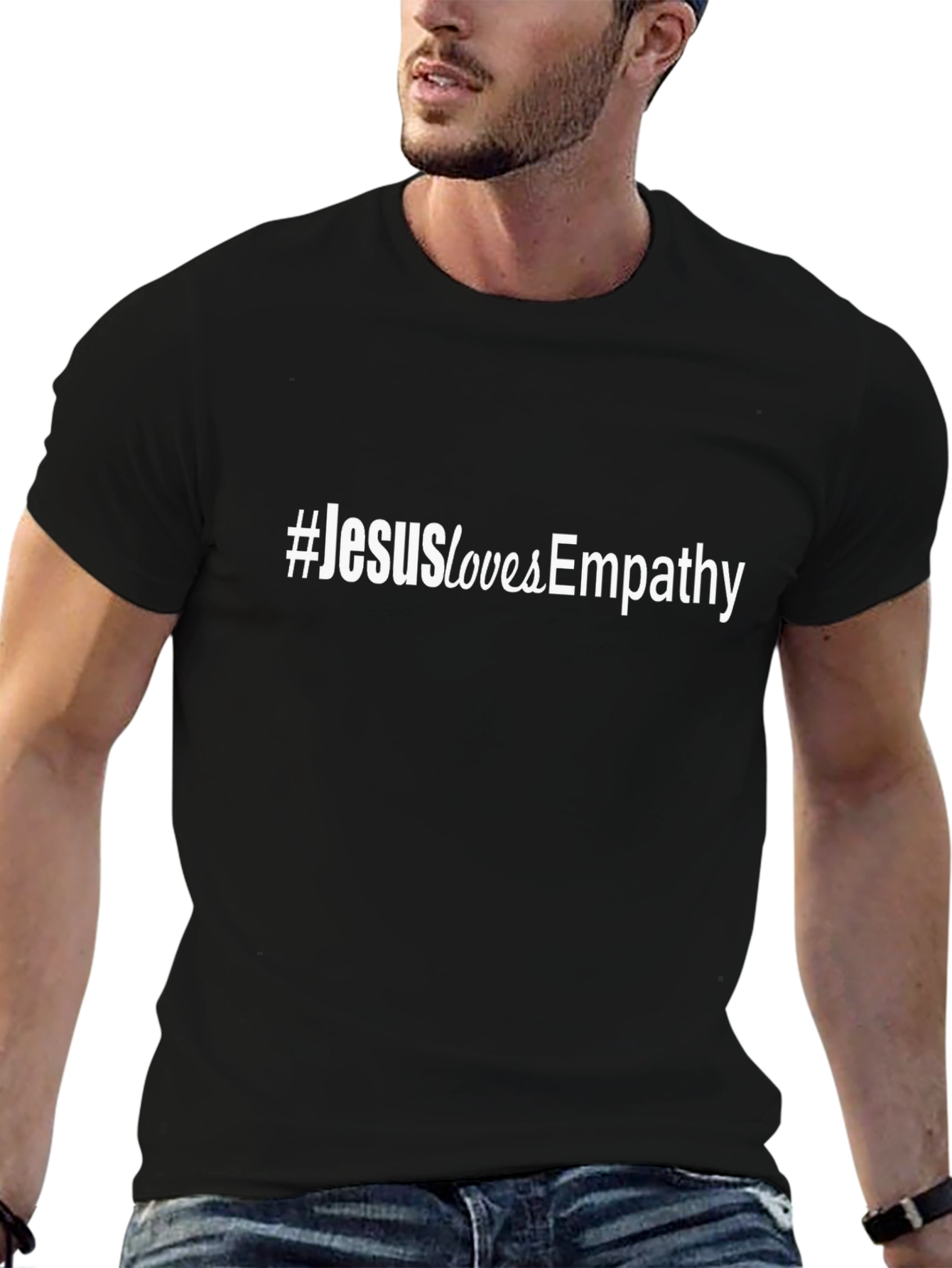 #JesusLovesEmpathy Black Graphic Tee - Stylish & Meaningful