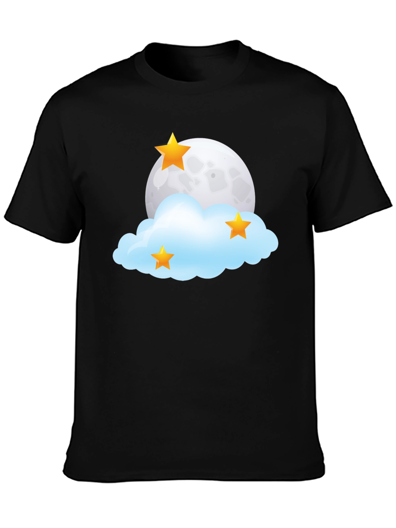 Dreamy Night T-Shirt: Moon Stars and Cloud Design