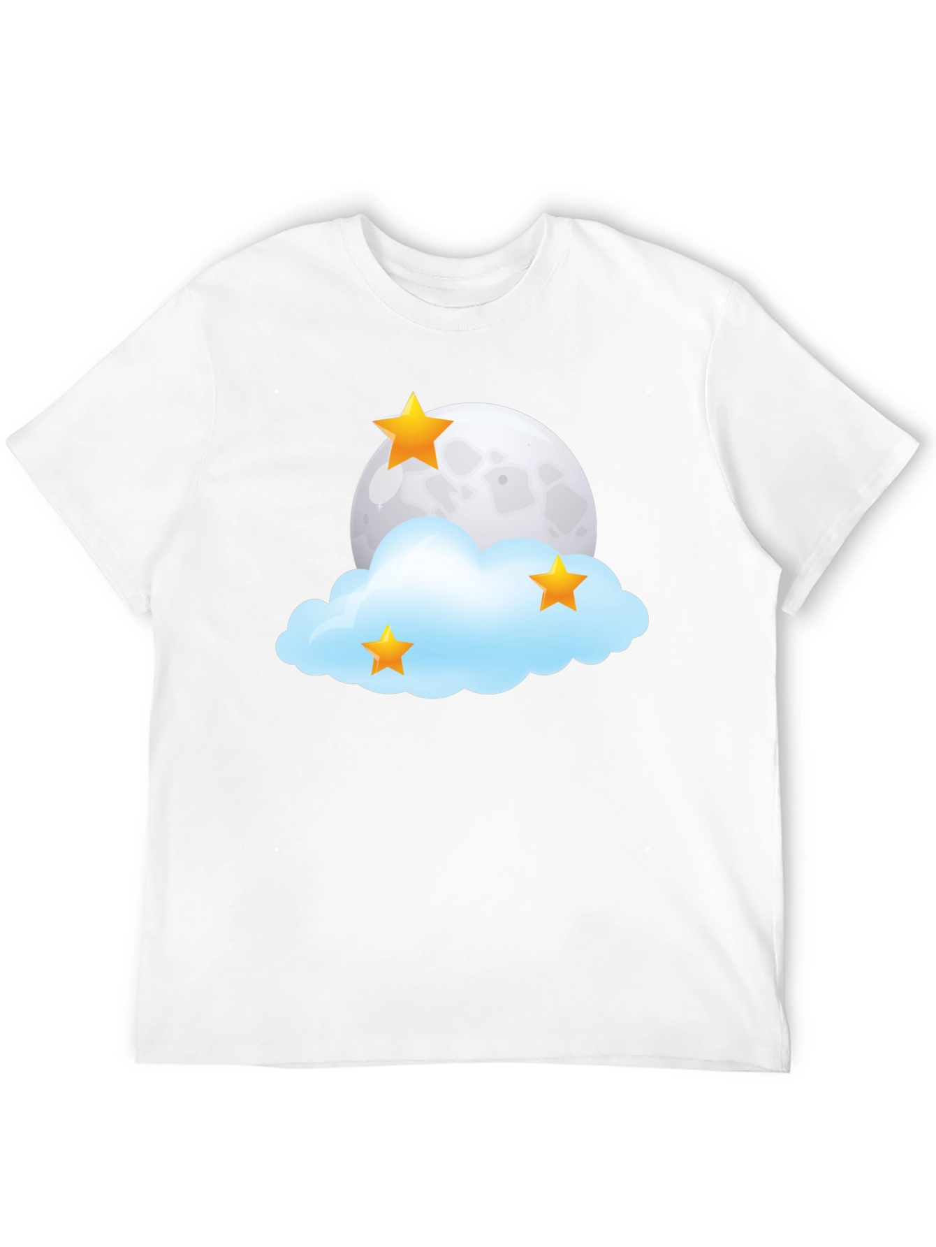 Dreamy Night T-Shirt: Moon Stars and Cloud Design