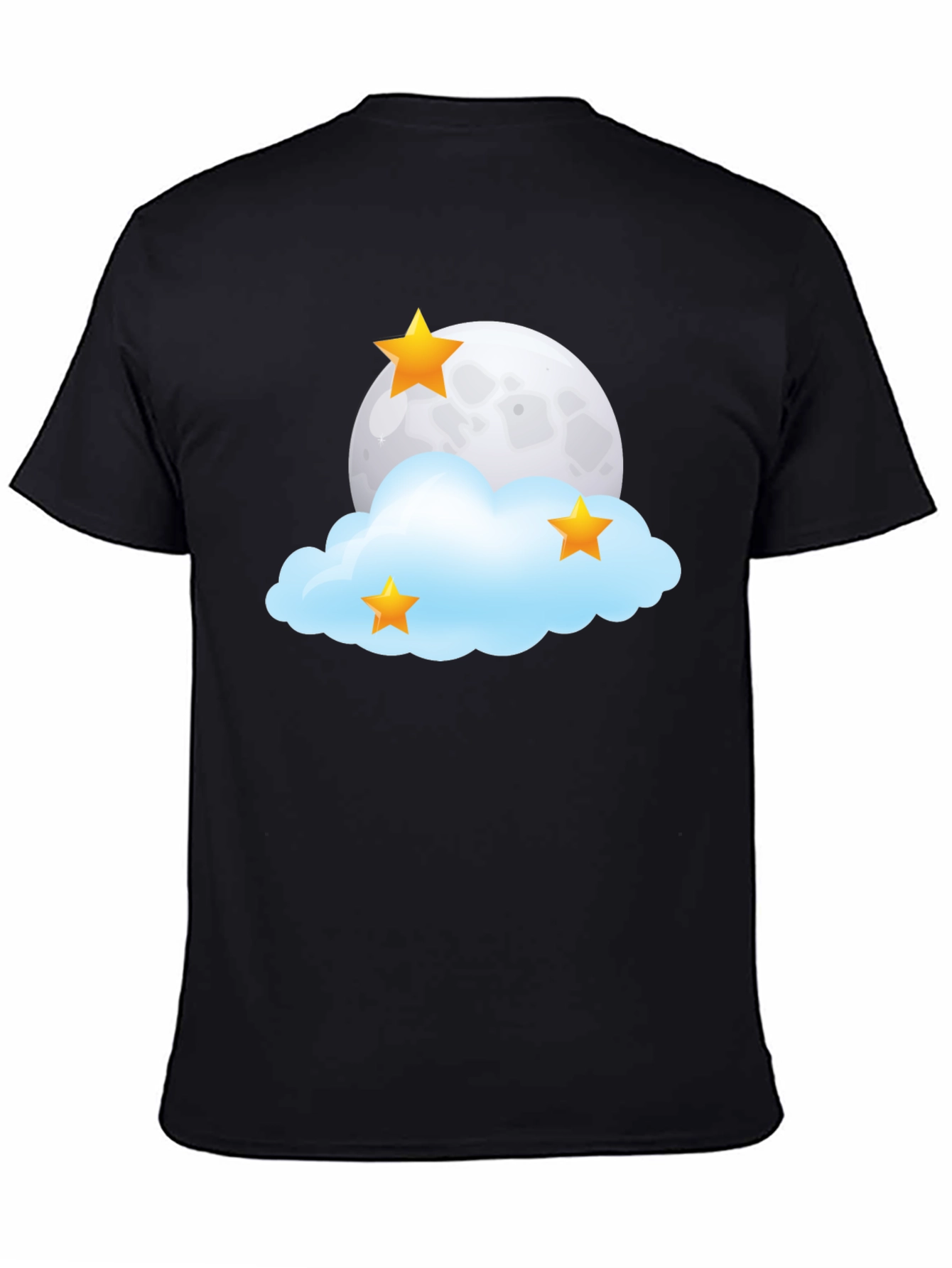 Dreamy Night T-Shirt: Moon Stars and Cloud Design