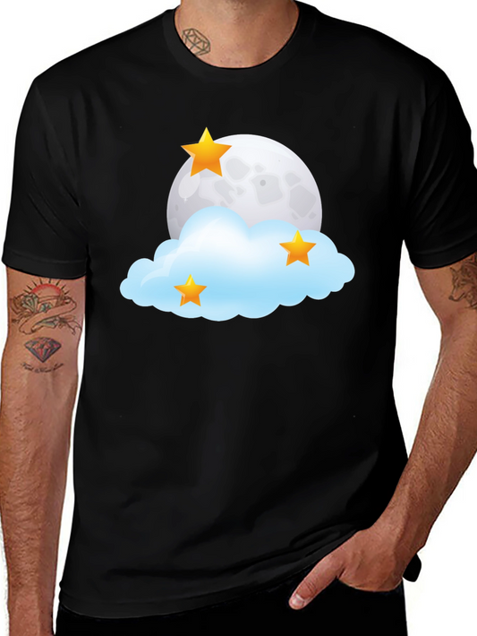 Dreamy Night T-Shirt: Moon Stars and Cloud Design