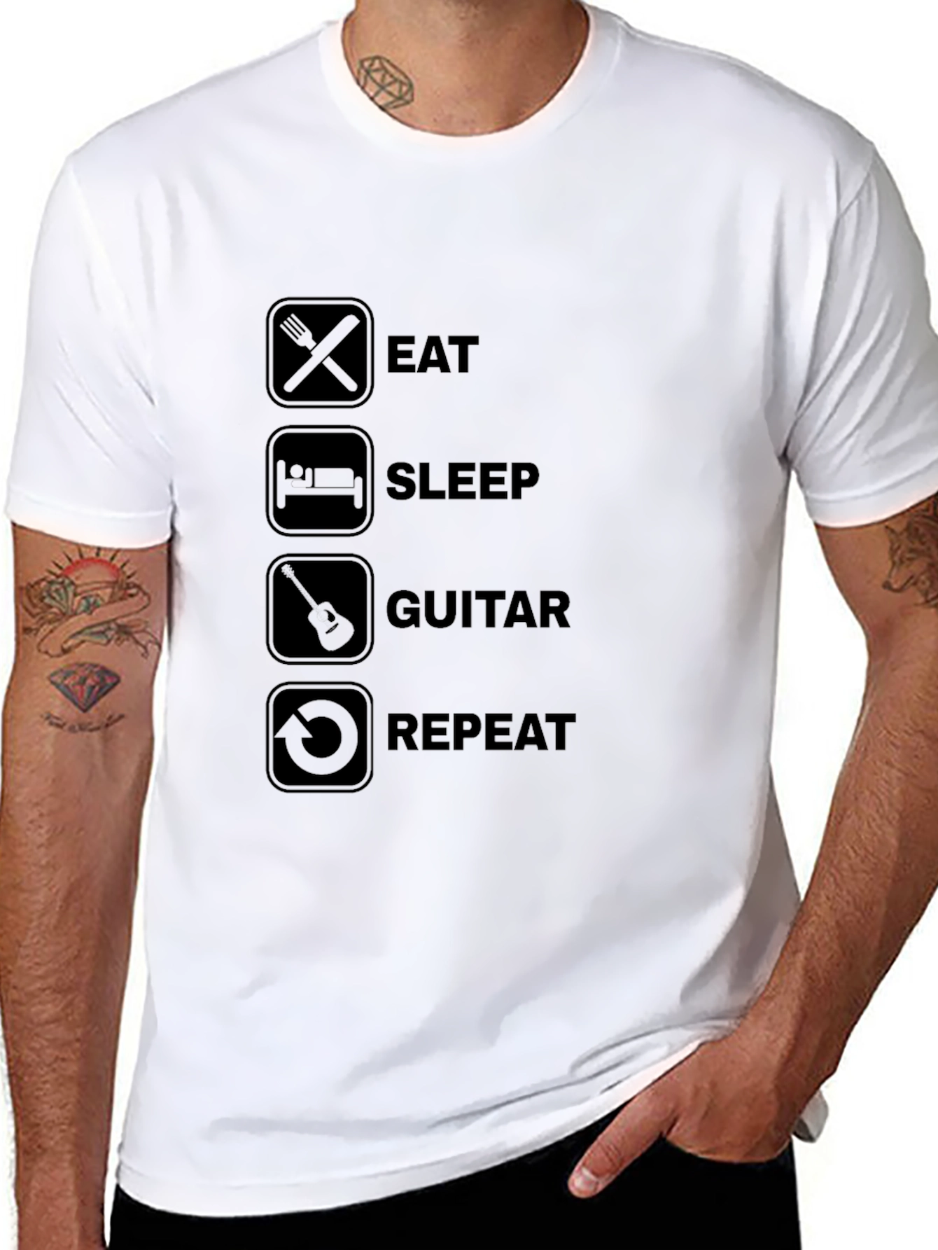 Eat Sleep Guitar Repeat T-Shirt - Musicians Life