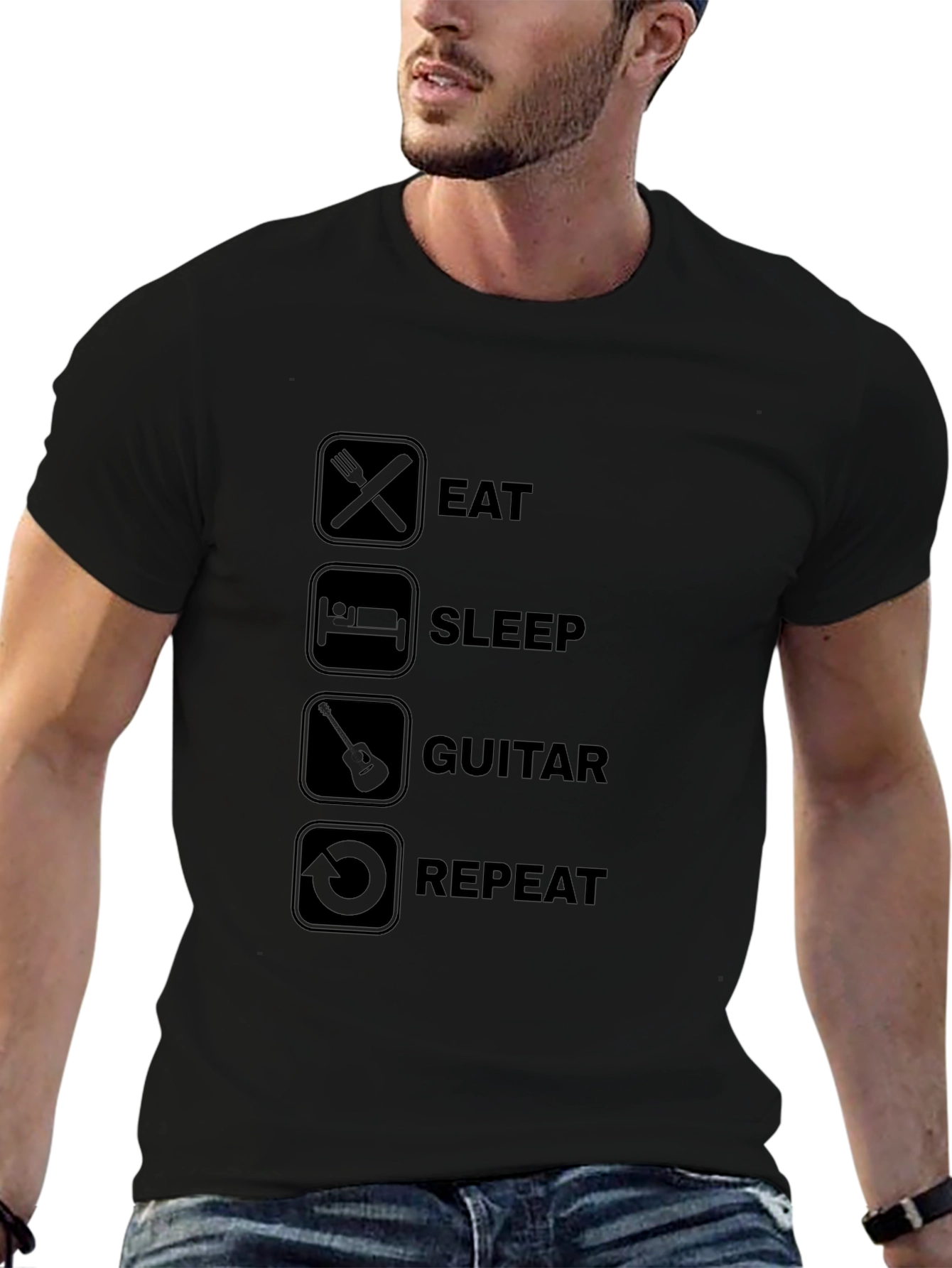 Eat Sleep Guitar Repeat T-Shirt - Musicians Life