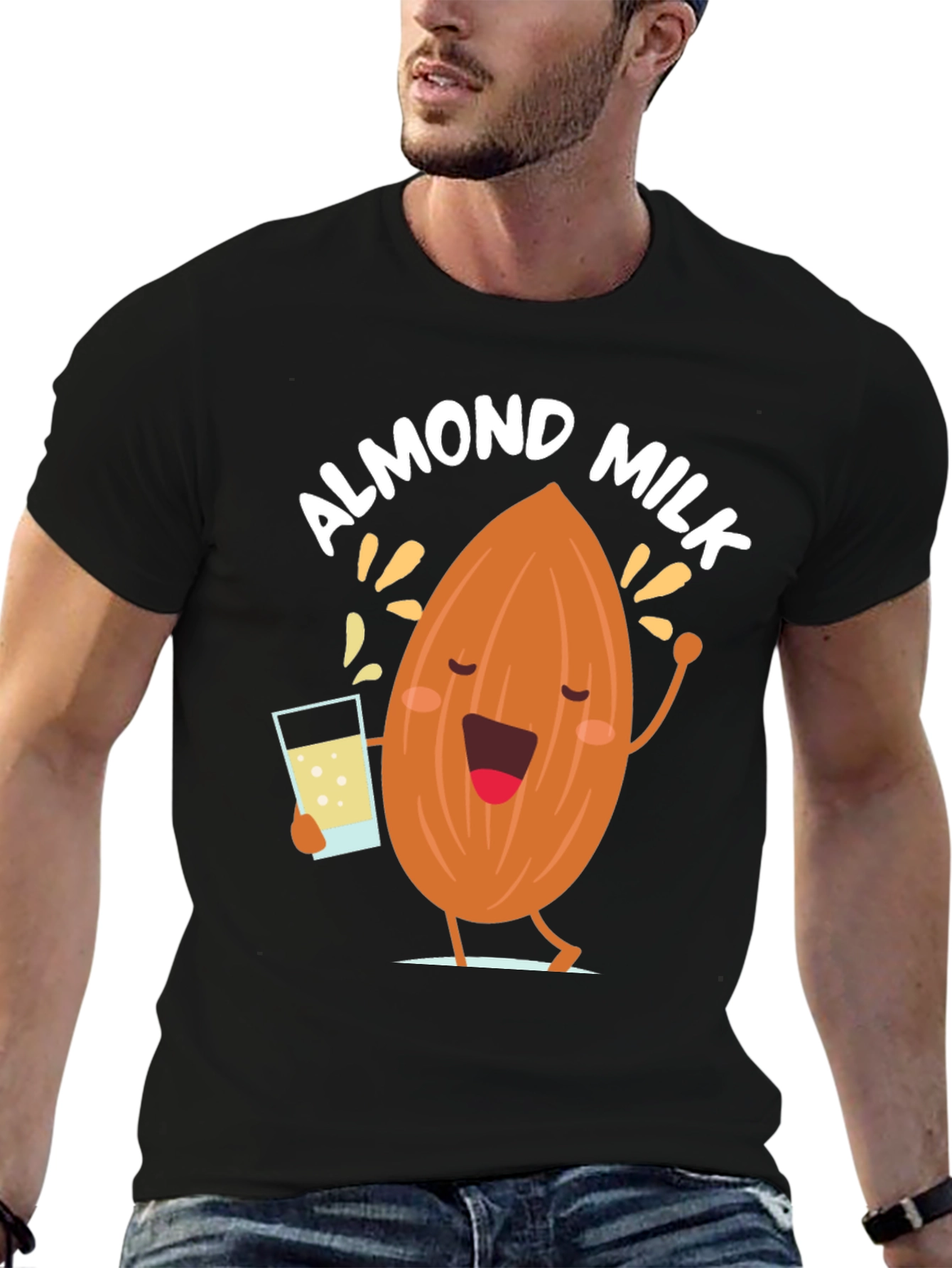 Almond Milk Graphic Tee - Funny Cartoon T-Shirt