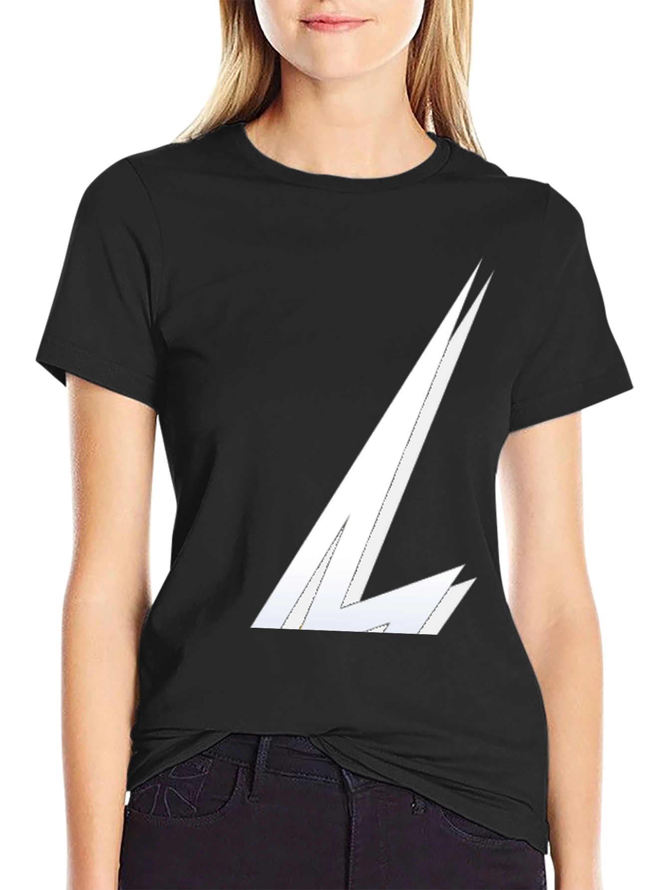Stylish Black Tee with White Graphic Design