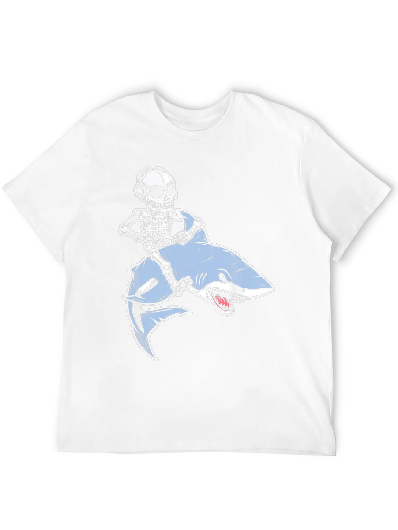 Skeleton Riding Shark Graphic T-Shirt