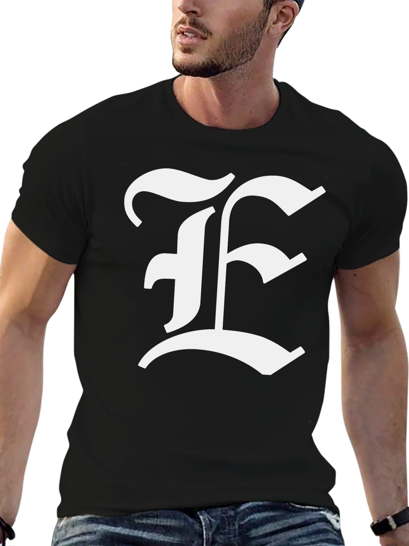 Bold Initial F Graphic Tee - Classic Black T-Shirt
