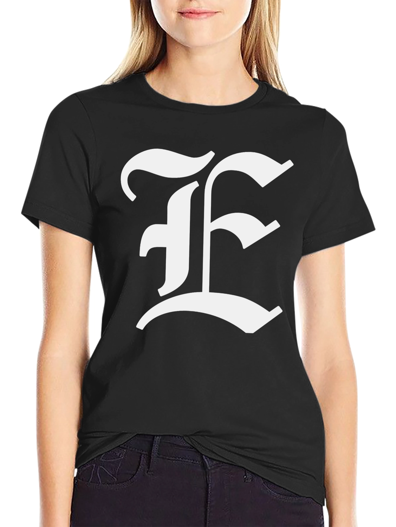 Bold Initial F Graphic Tee - Classic Black T-Shirt
