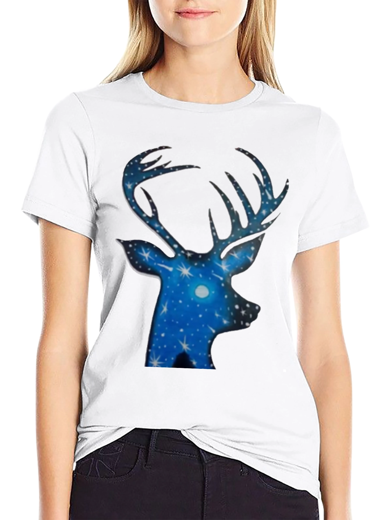 Stargazer Deer Black T-Shirt