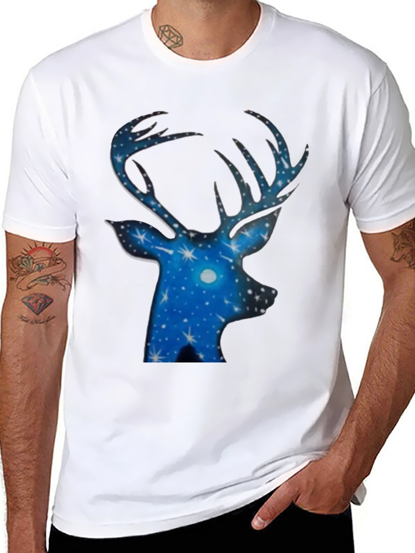 Stargazer Deer Black T-Shirt