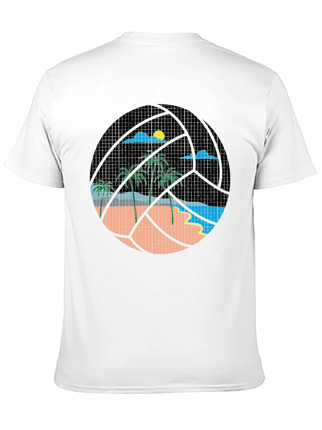 Tropical Beach Volleyball Graphic Tee - Black