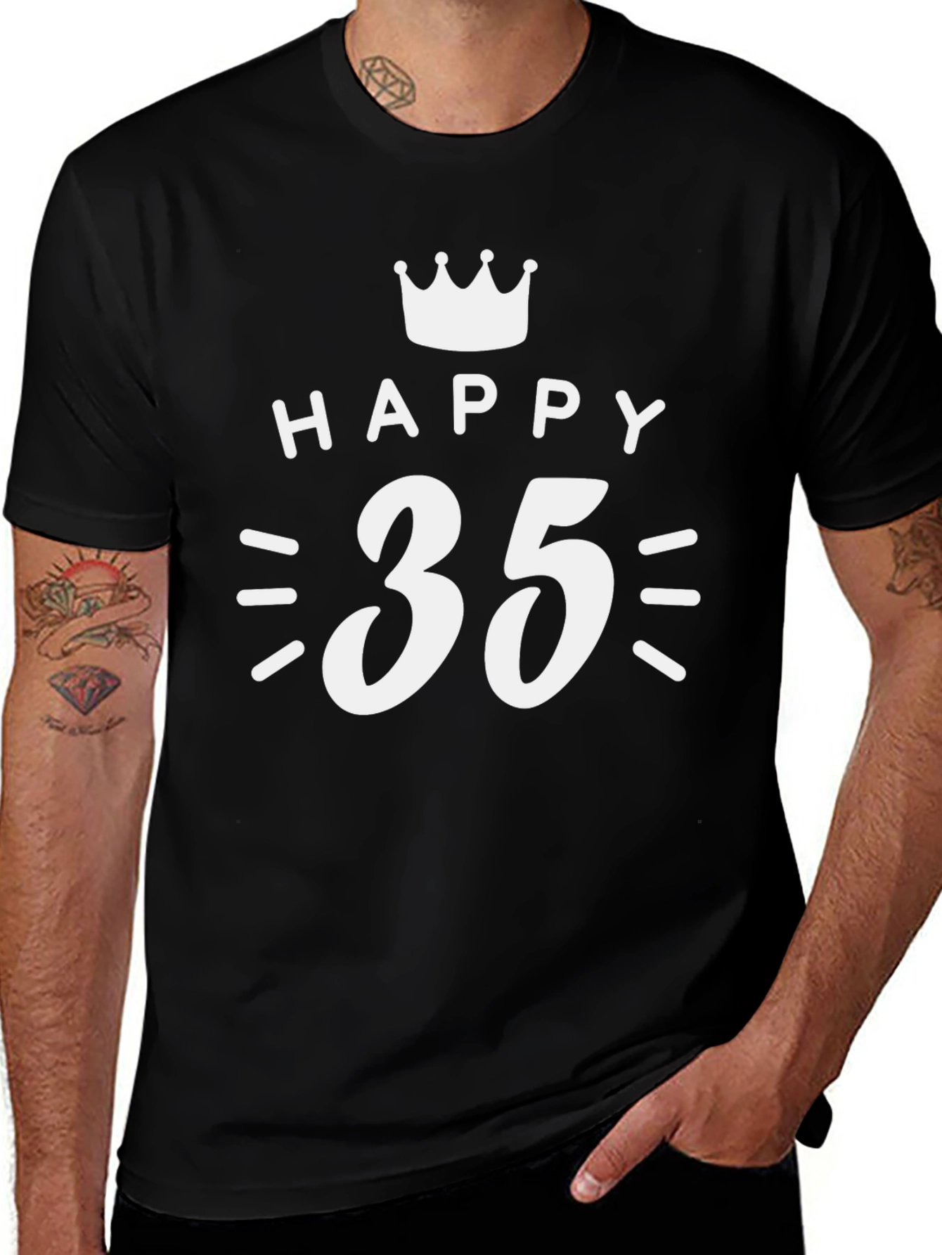 Happy 35th Birthday T-Shirt - Crown Design