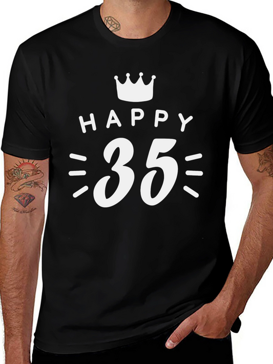 Happy 35th Birthday T-Shirt - Crown Design
