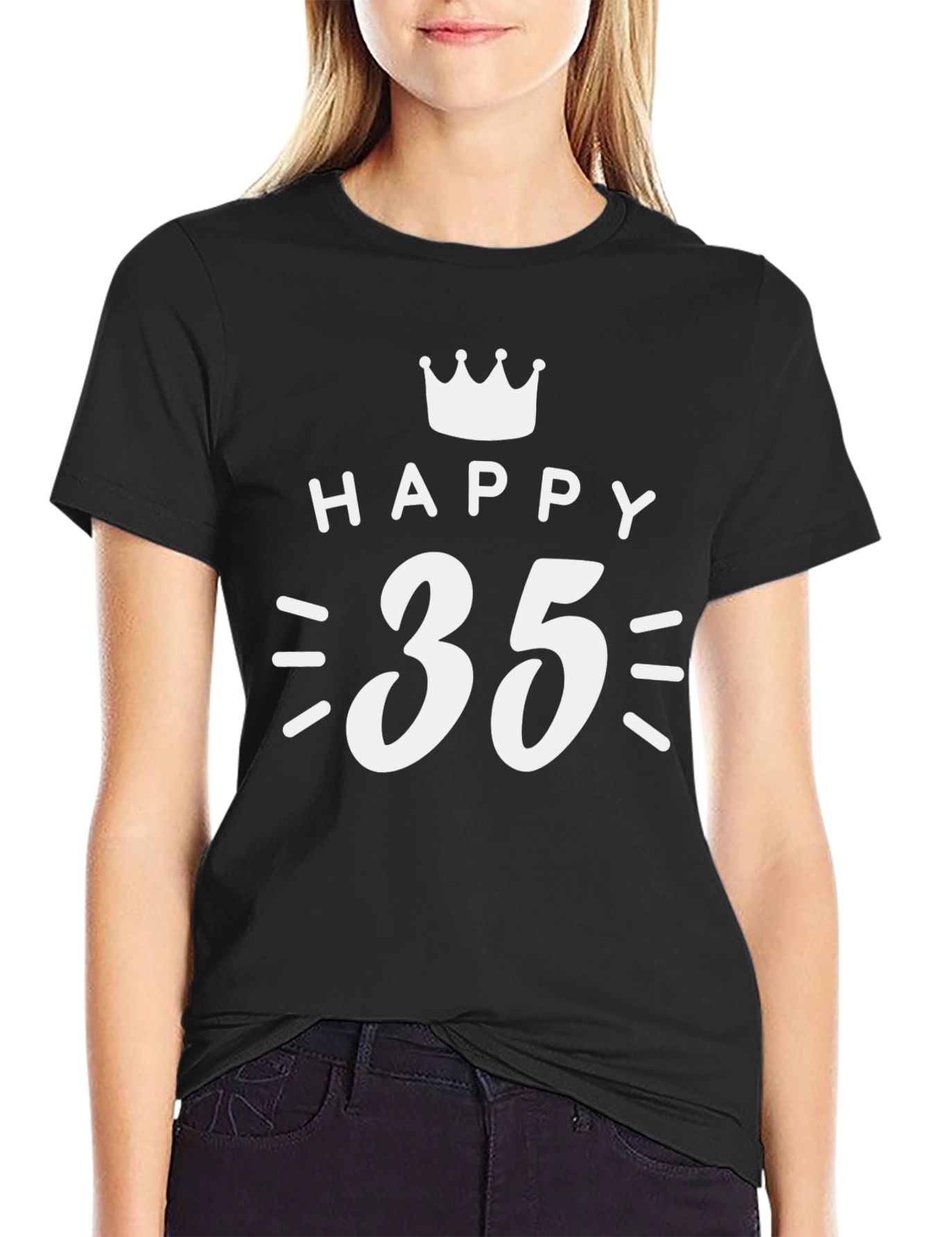 Happy 35th Birthday T-Shirt - Crown Design