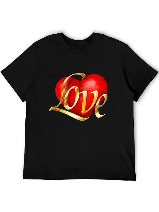 Love Heart Graphic Black T-Shirt