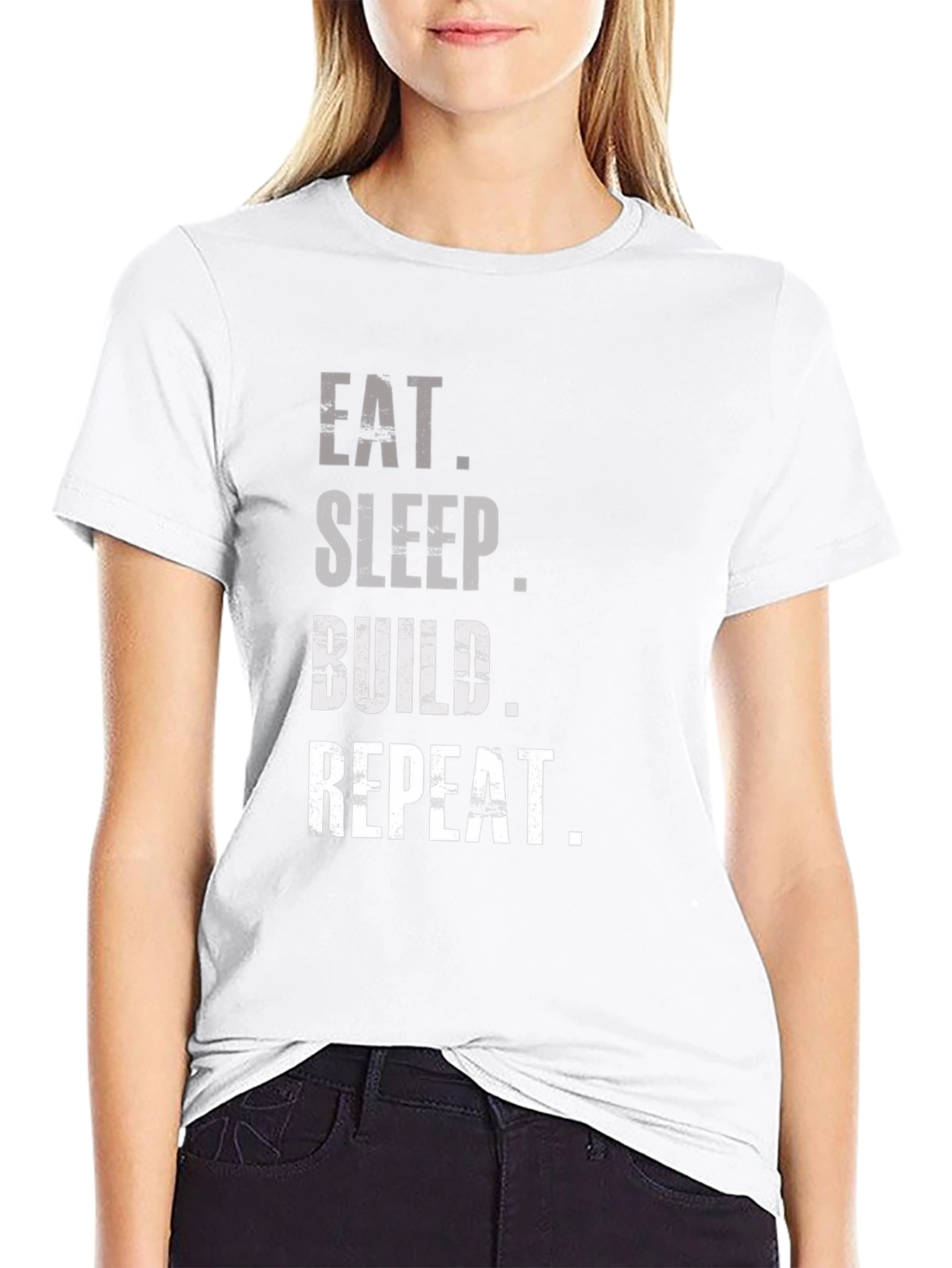 Eat Sleep Build Repeat T-Shirt - Black Graphic Tee