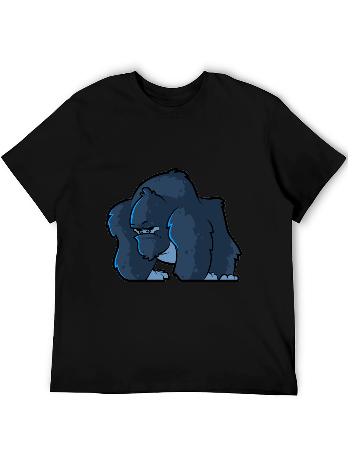 Cool Gorilla Cartoon Black T-Shirt