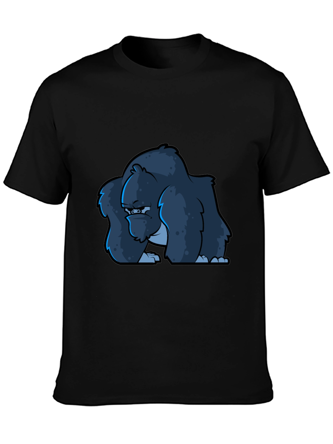 Cool Gorilla Cartoon Black T-Shirt