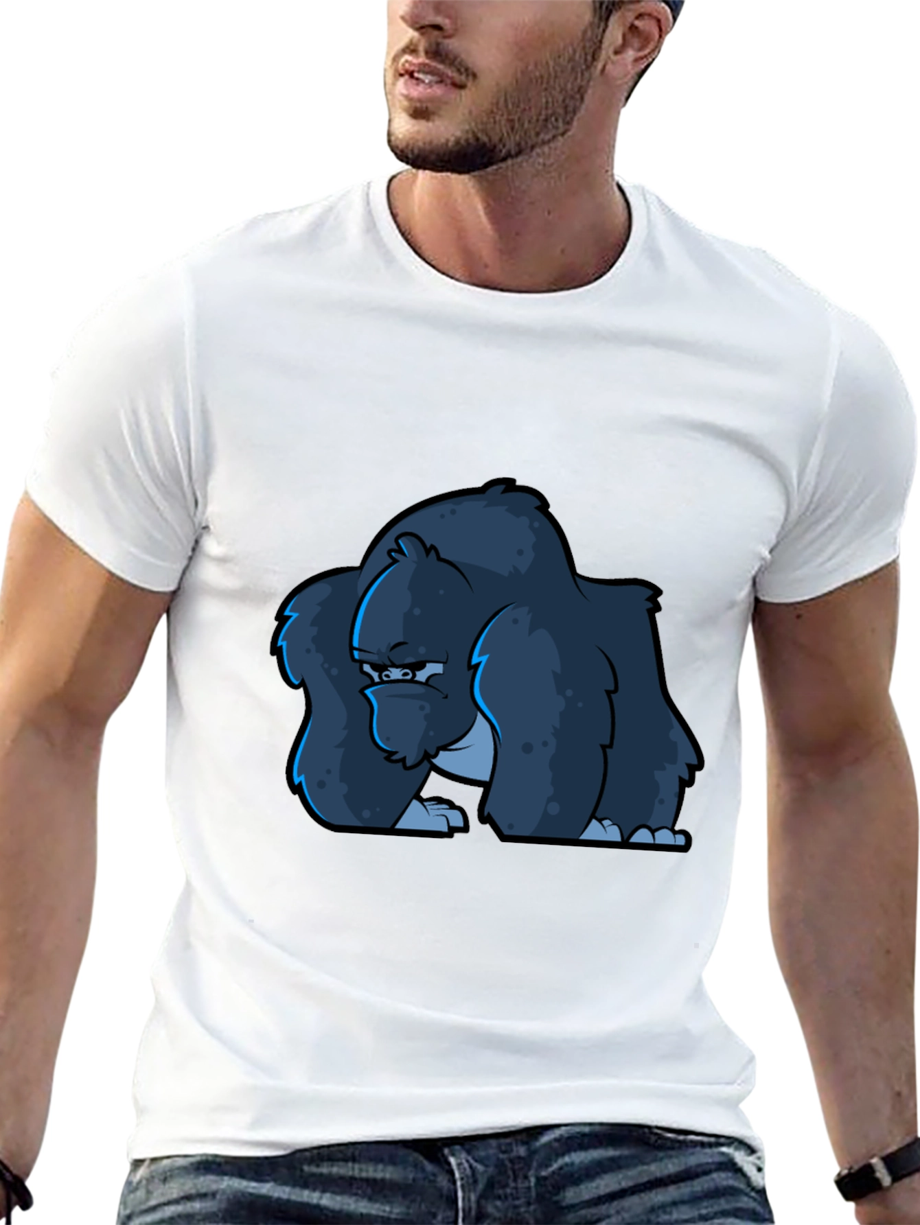 Cool Gorilla Cartoon Black T-Shirt