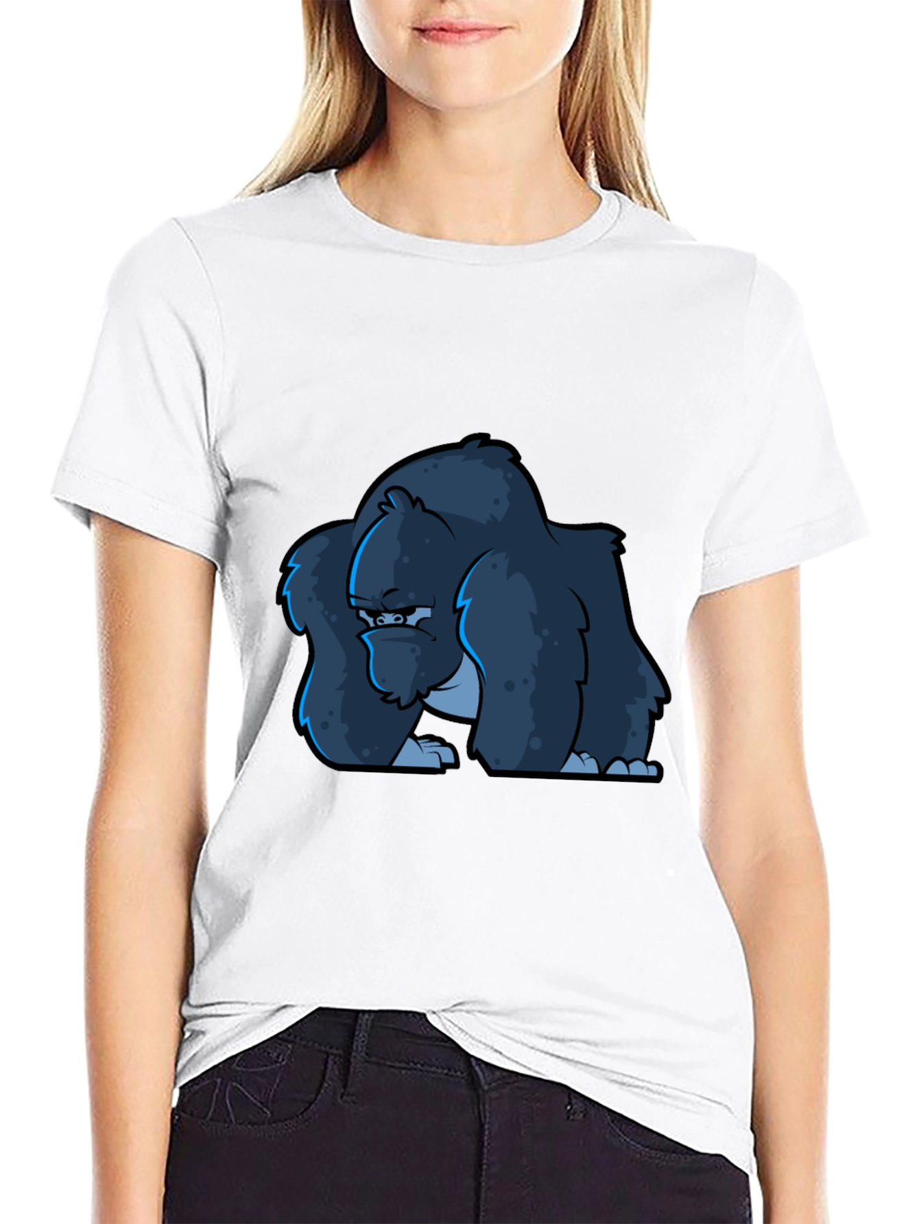 Cool Gorilla Cartoon Black T-Shirt