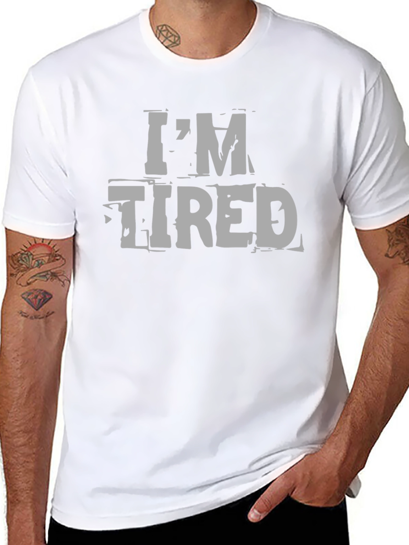 Im Tired Graphic Tee - Black Cotton Casual Wear