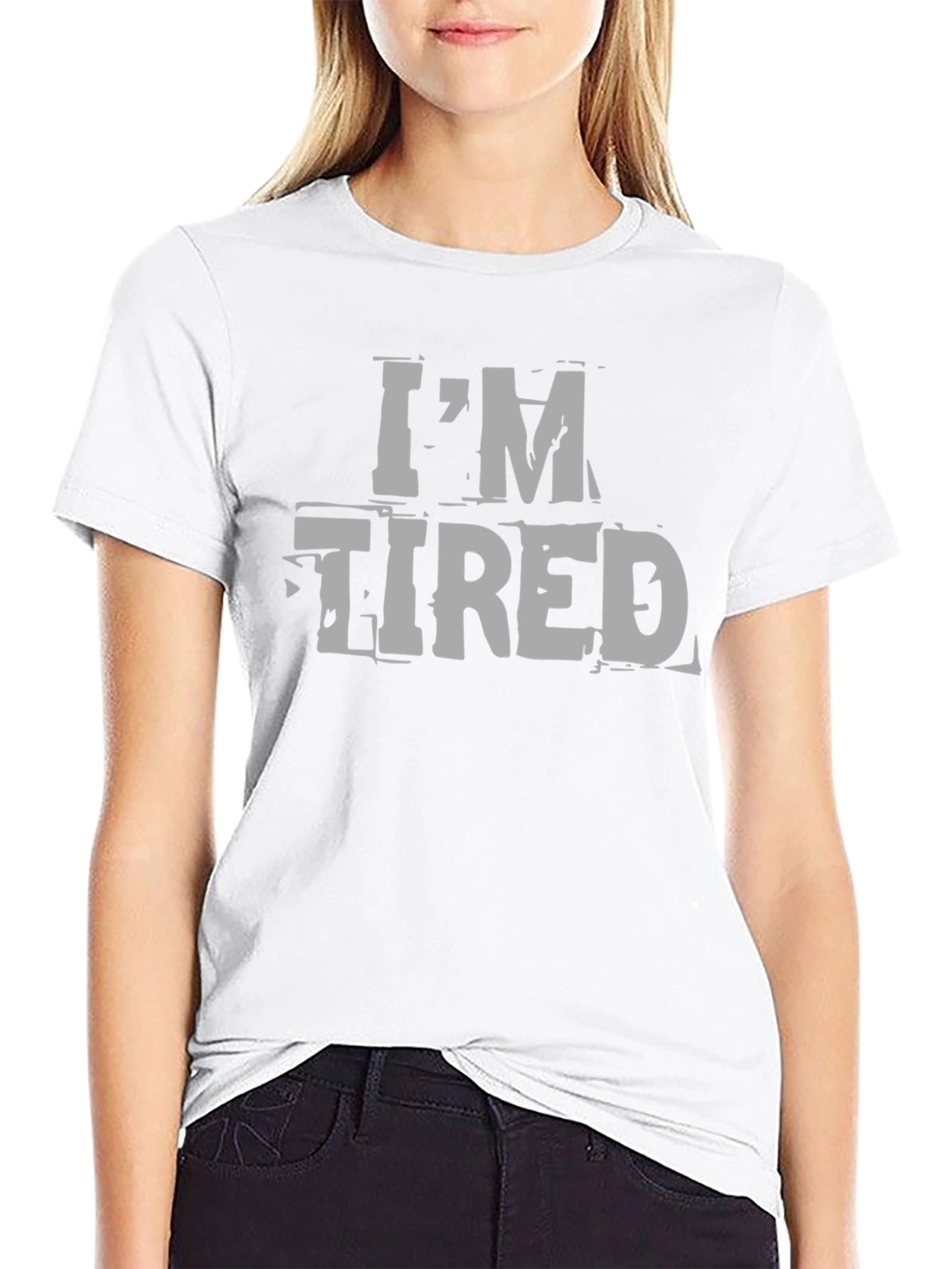 Im Tired Graphic Tee - Black Cotton Casual Wear
