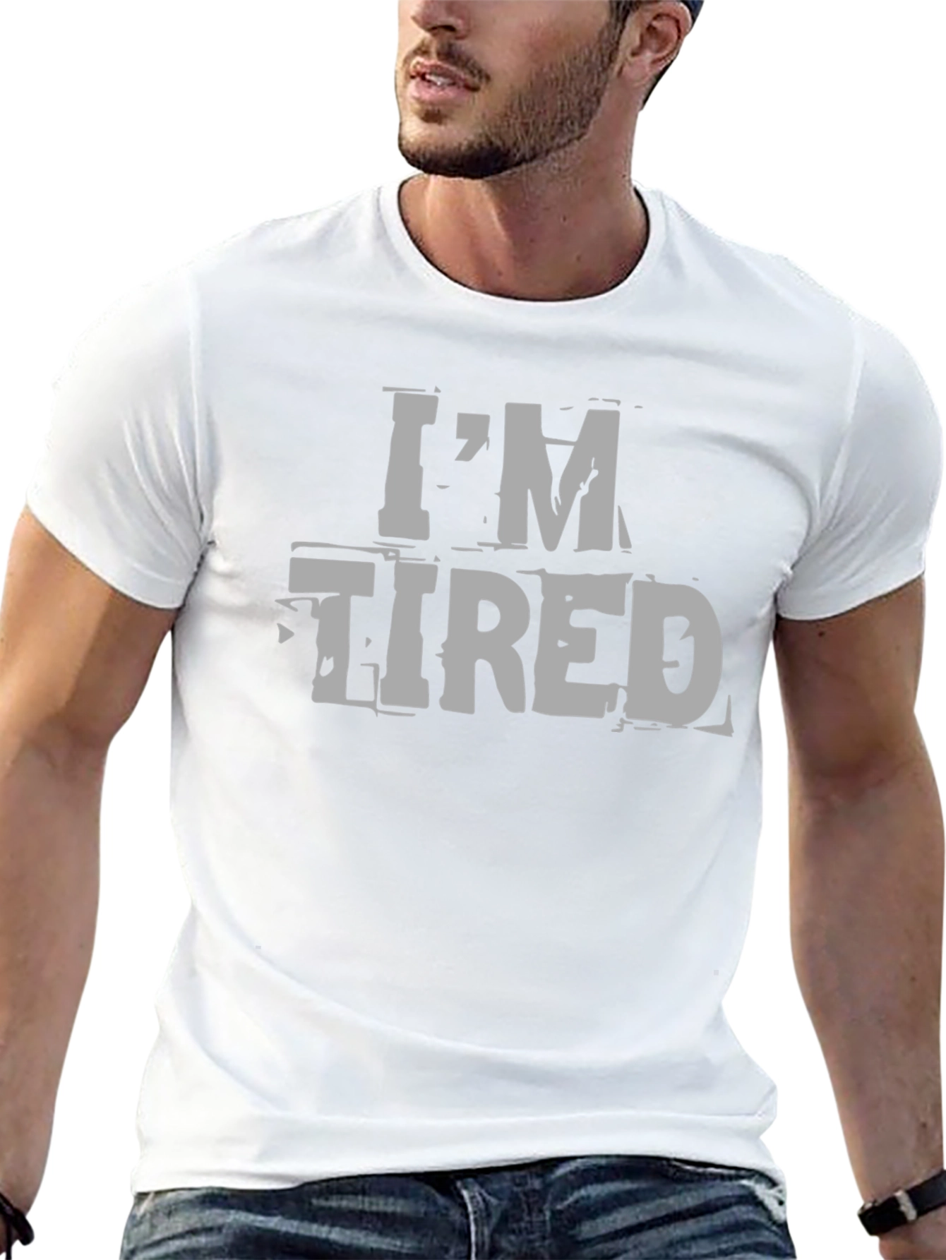 Im Tired Graphic Tee - Black Cotton Casual Wear