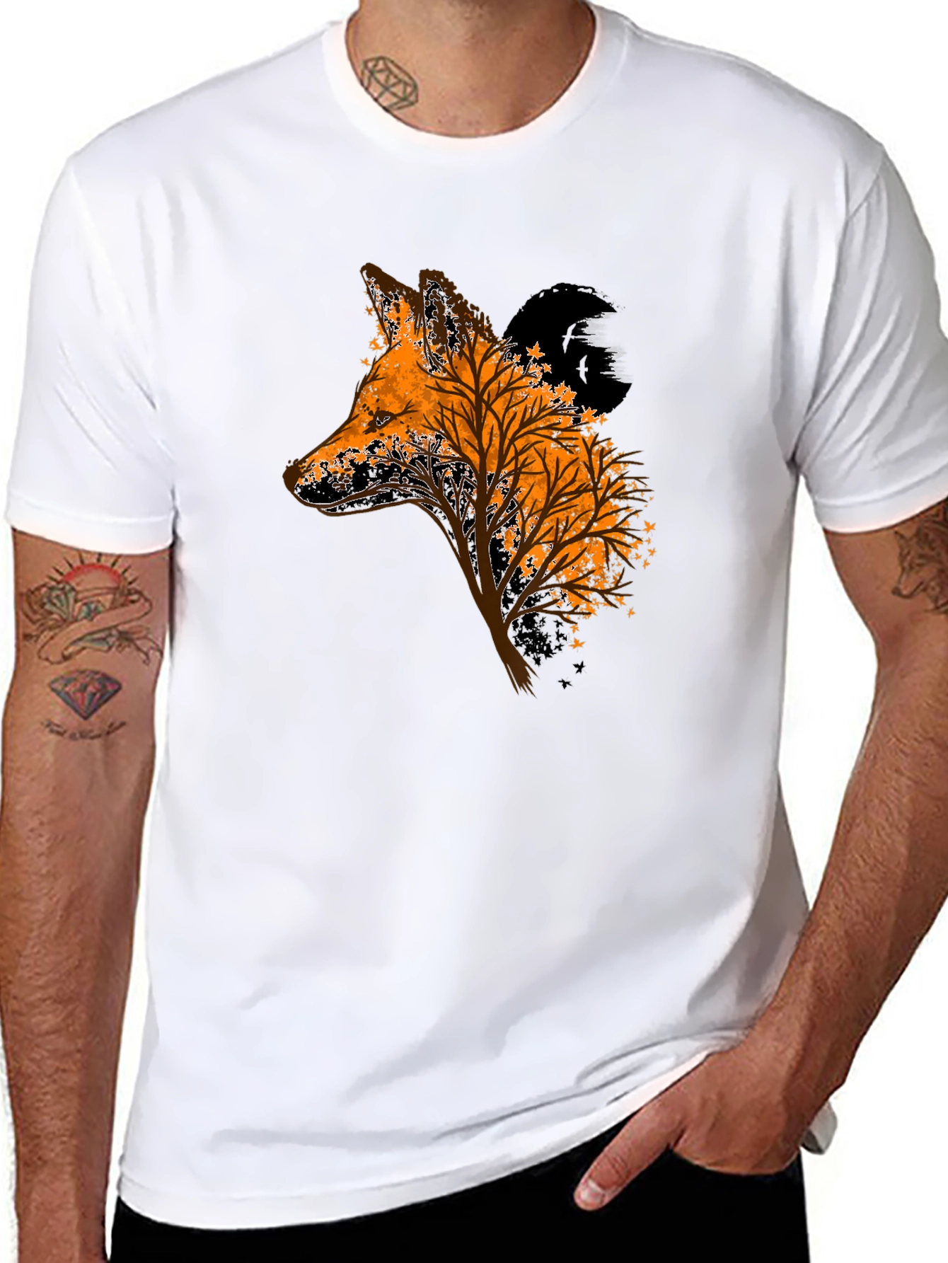 Fox Tree Graphic Black T-Shirt