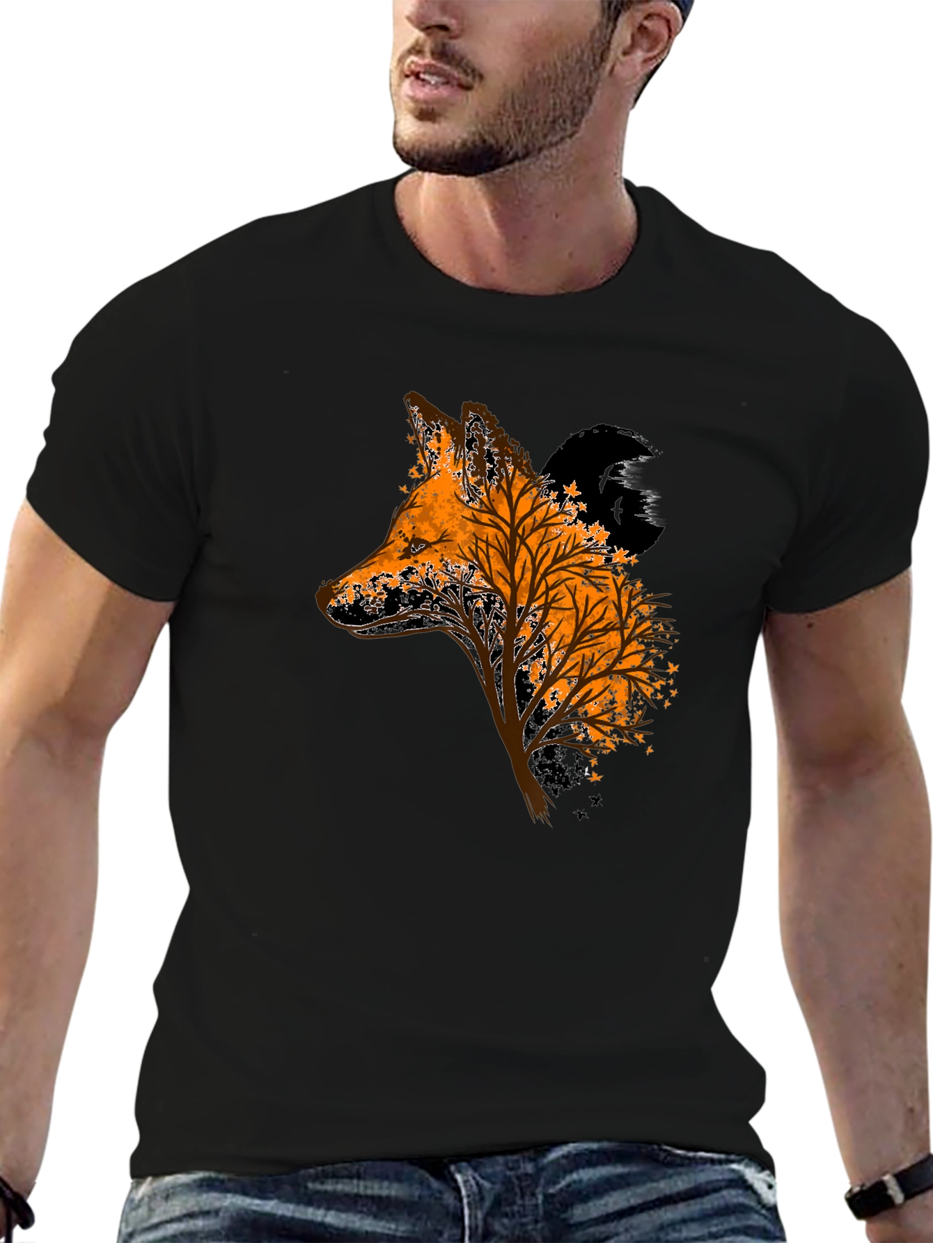 Fox Tree Graphic Black T-Shirt