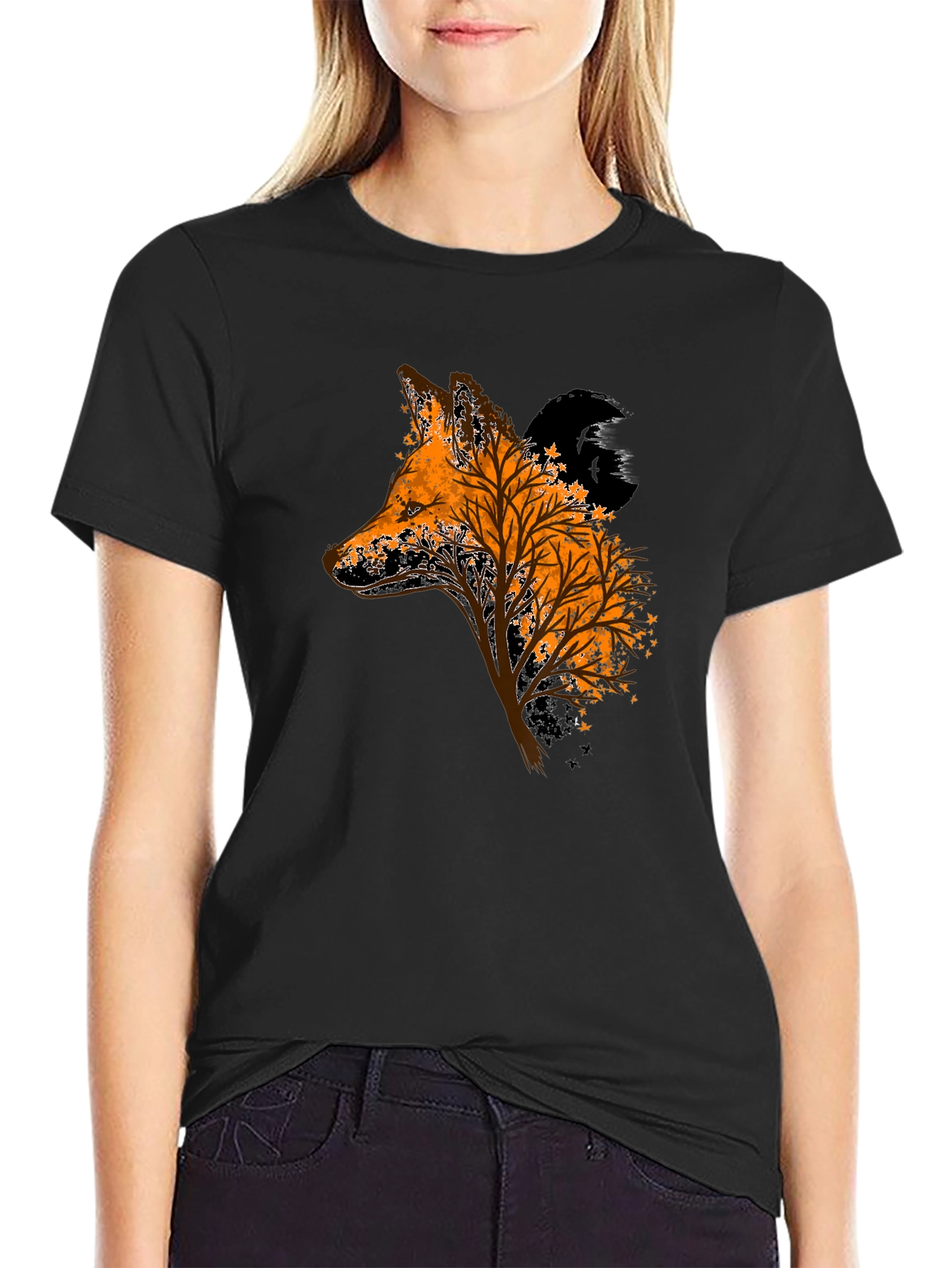 Fox Tree Graphic Black T-Shirt
