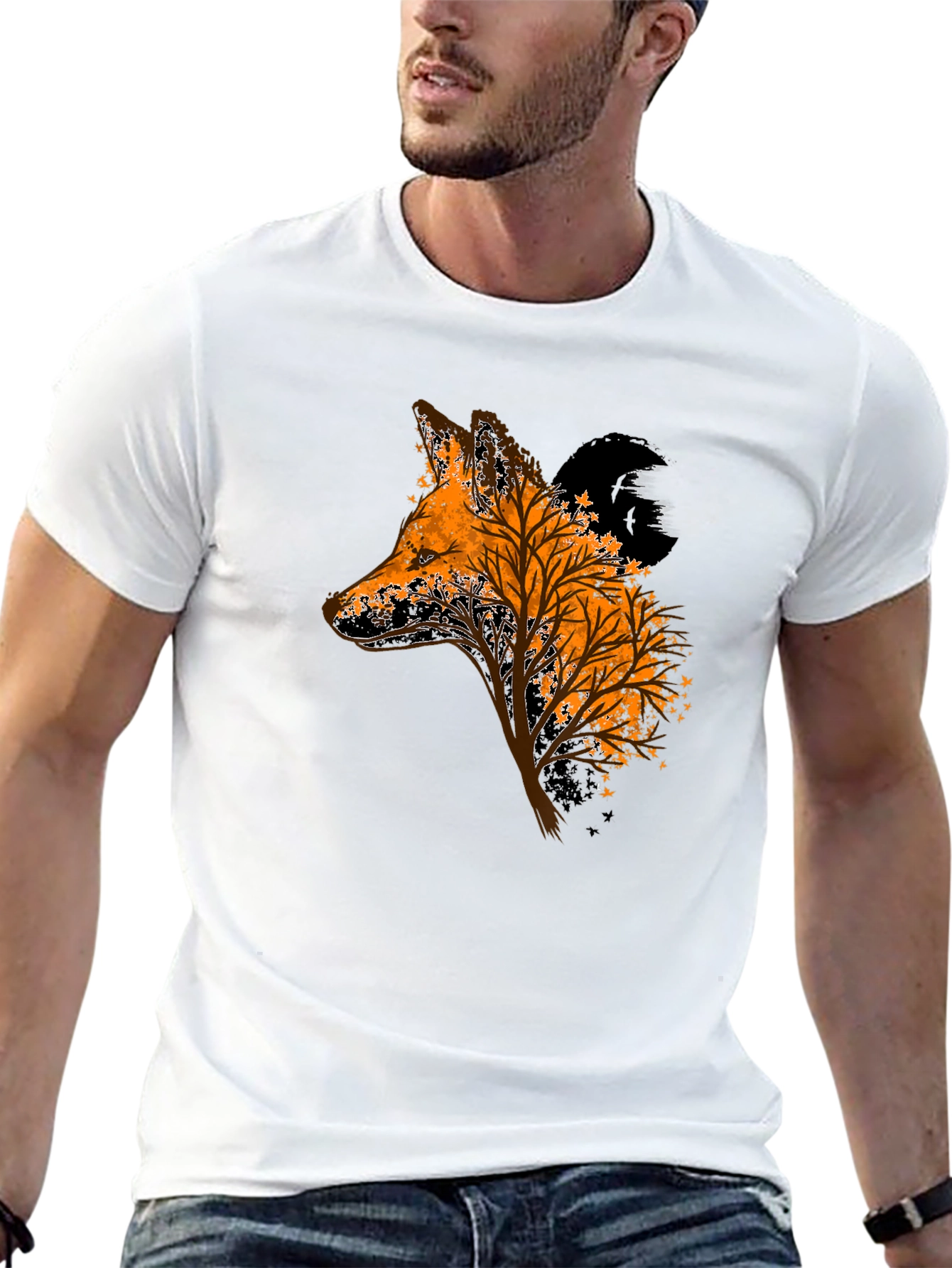 Fox Tree Graphic Black T-Shirt