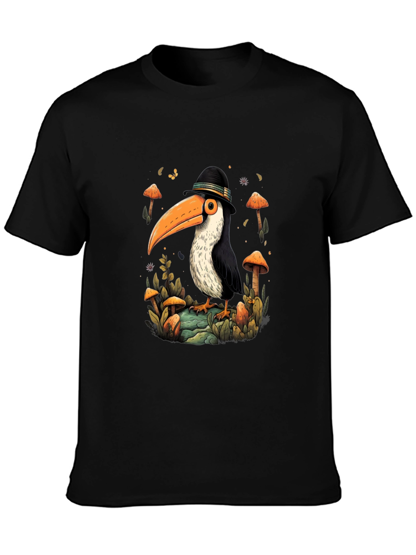Whimsical Toucan T-Shirt - Mushroom Forest Design