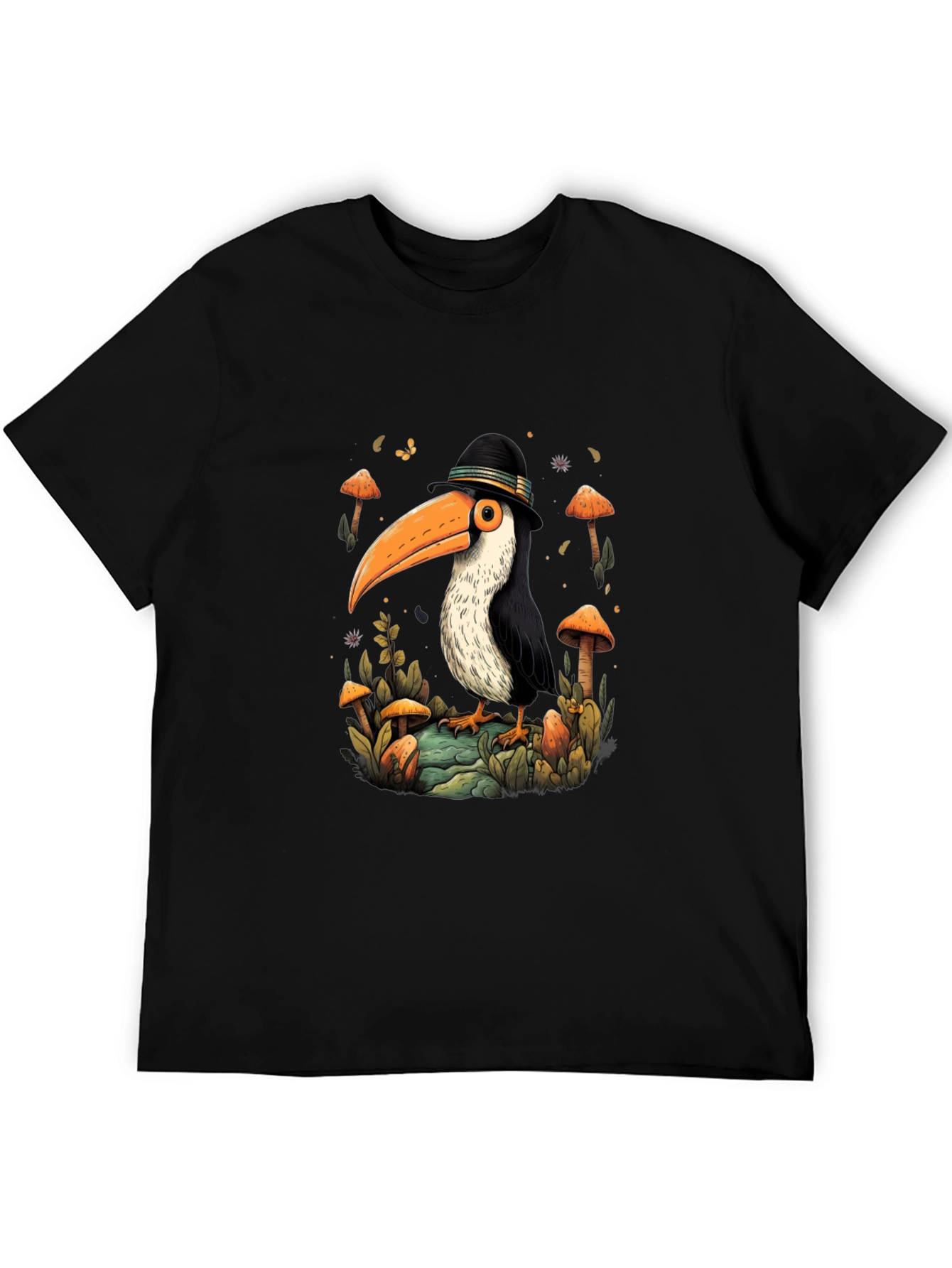 Whimsical Toucan T-Shirt - Mushroom Forest Design