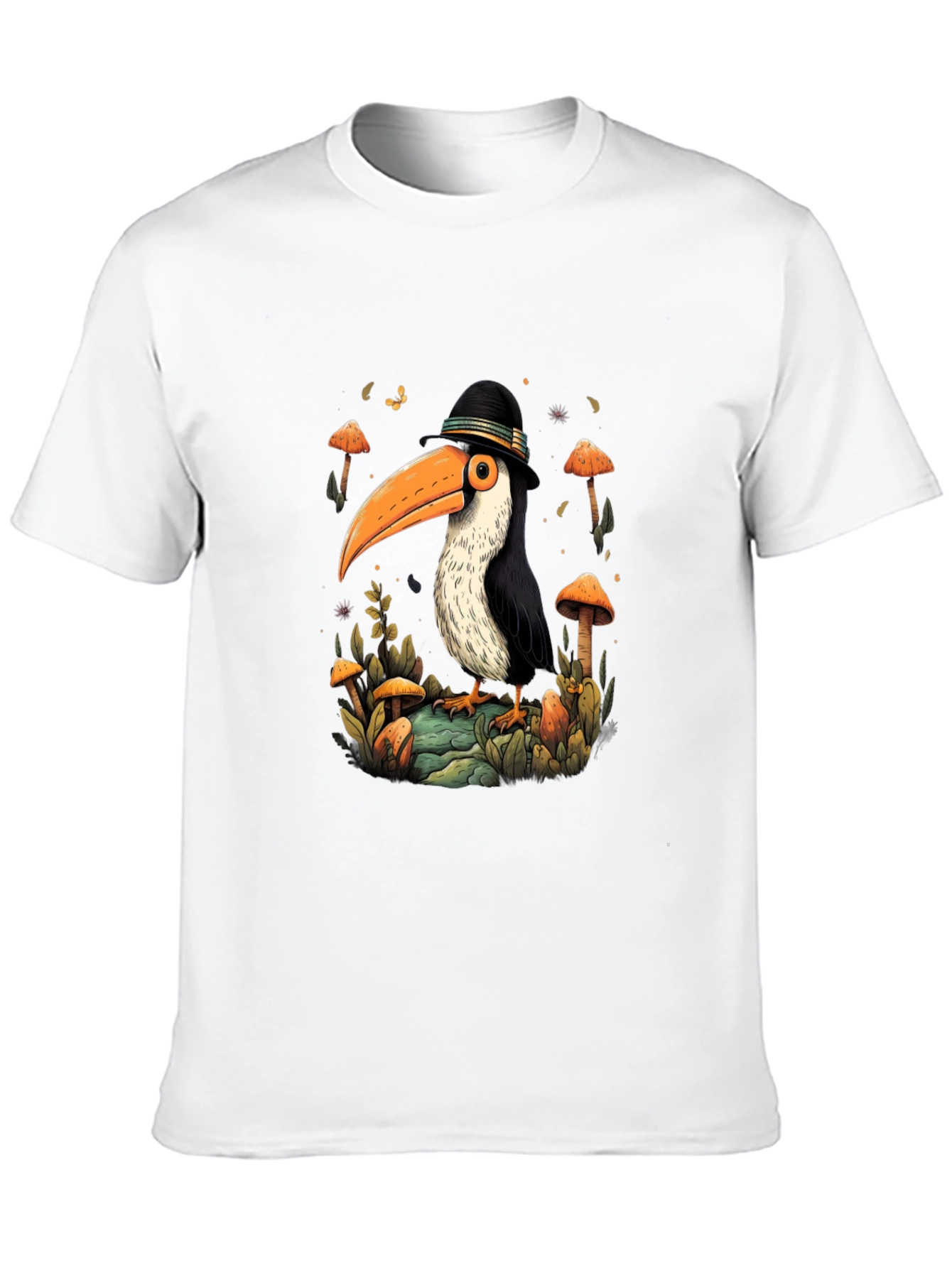 Whimsical Toucan T-Shirt - Mushroom Forest Design