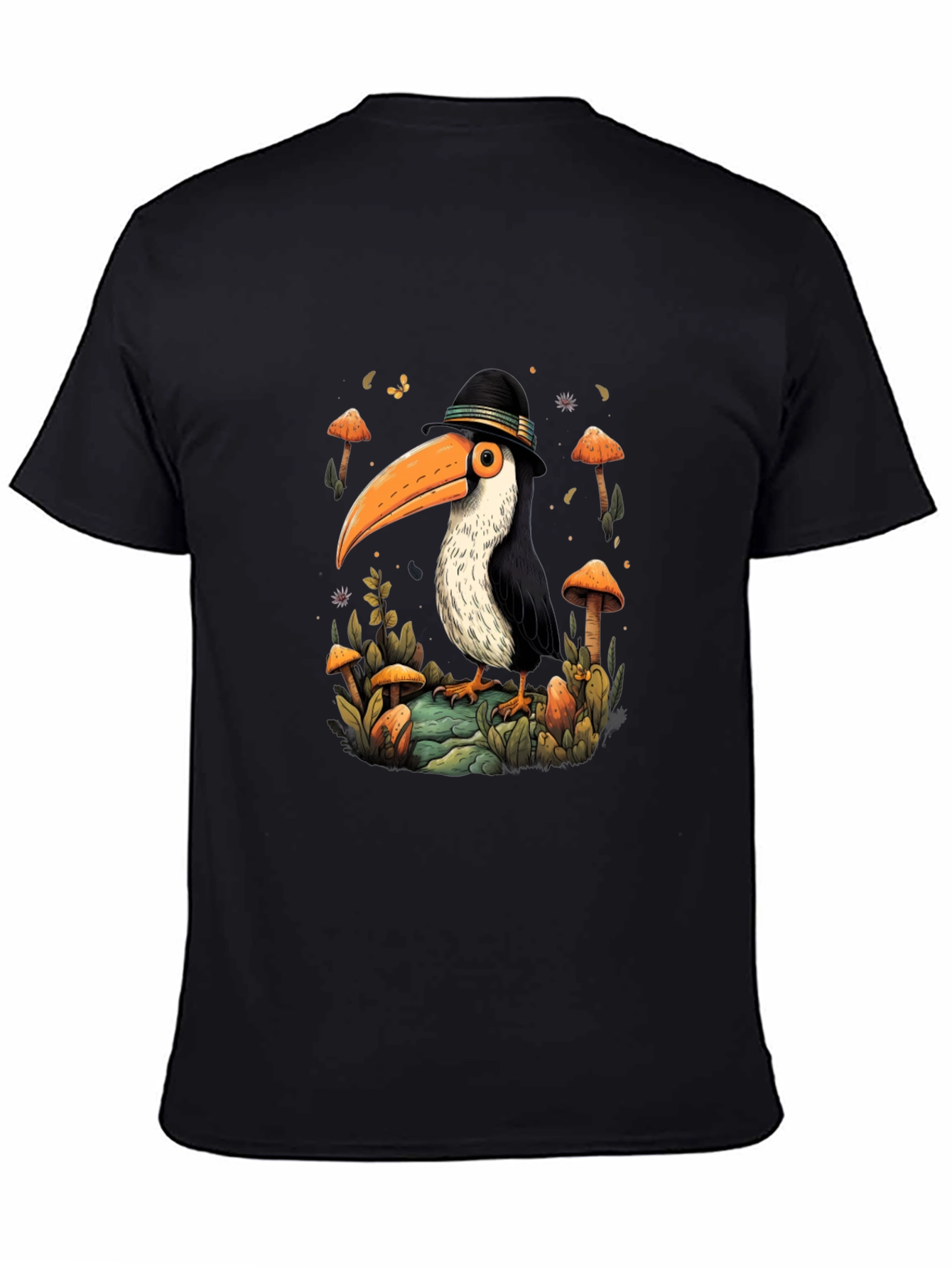 Whimsical Toucan T-Shirt - Mushroom Forest Design