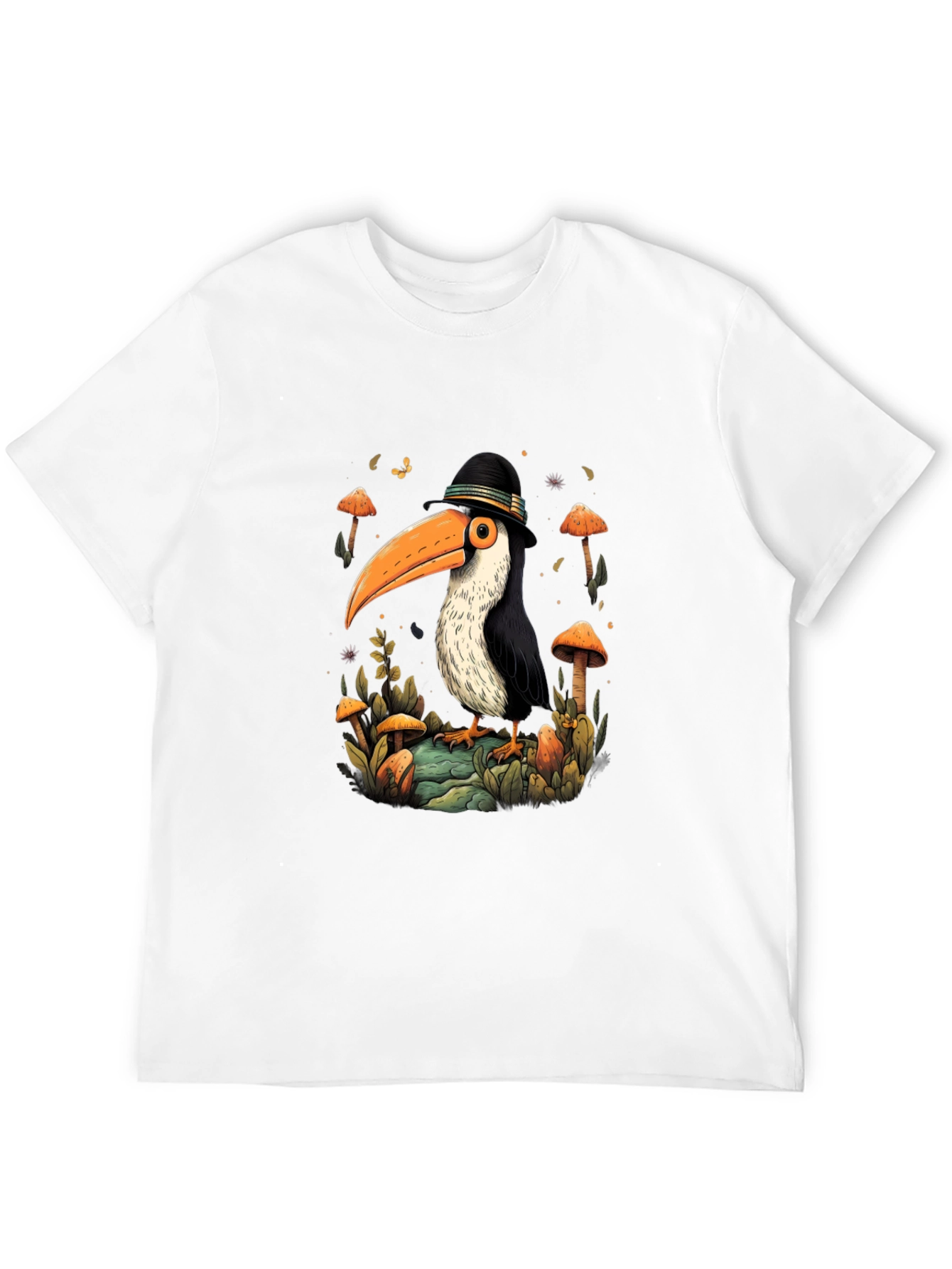 Whimsical Toucan T-Shirt - Mushroom Forest Design
