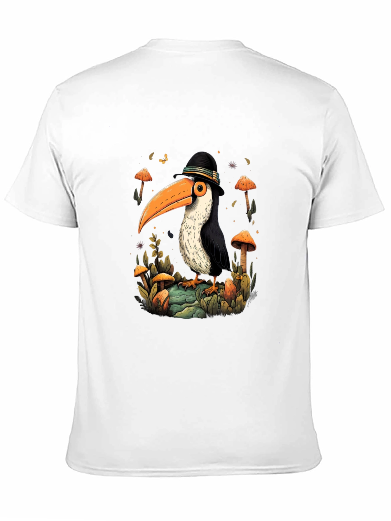 Whimsical Toucan T-Shirt - Mushroom Forest Design