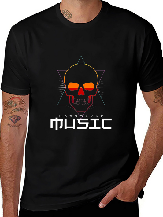 Skull Music Graphic T-Shirt - Cool Edgy Design