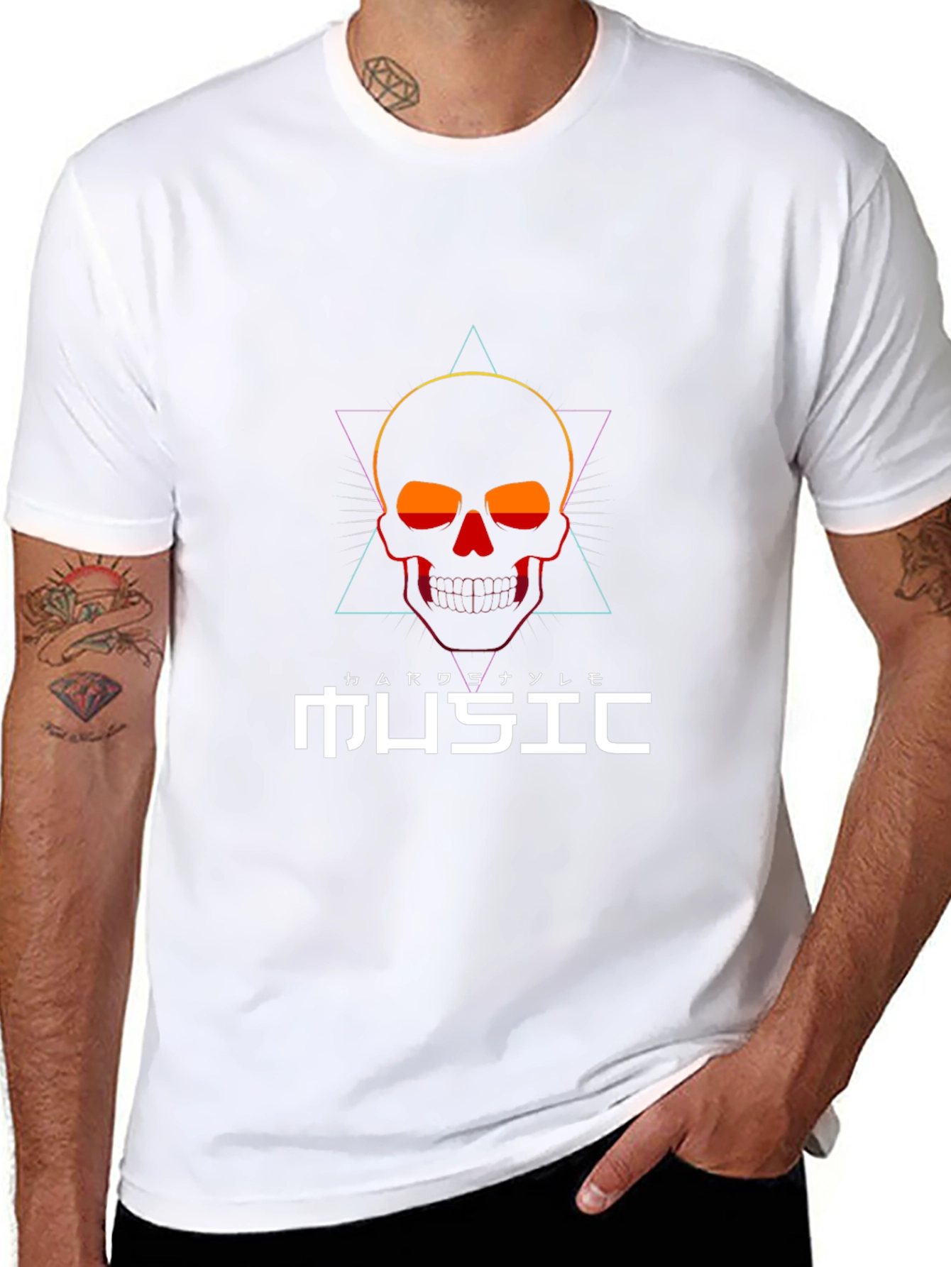 Skull Music Graphic T-Shirt - Cool Edgy Design