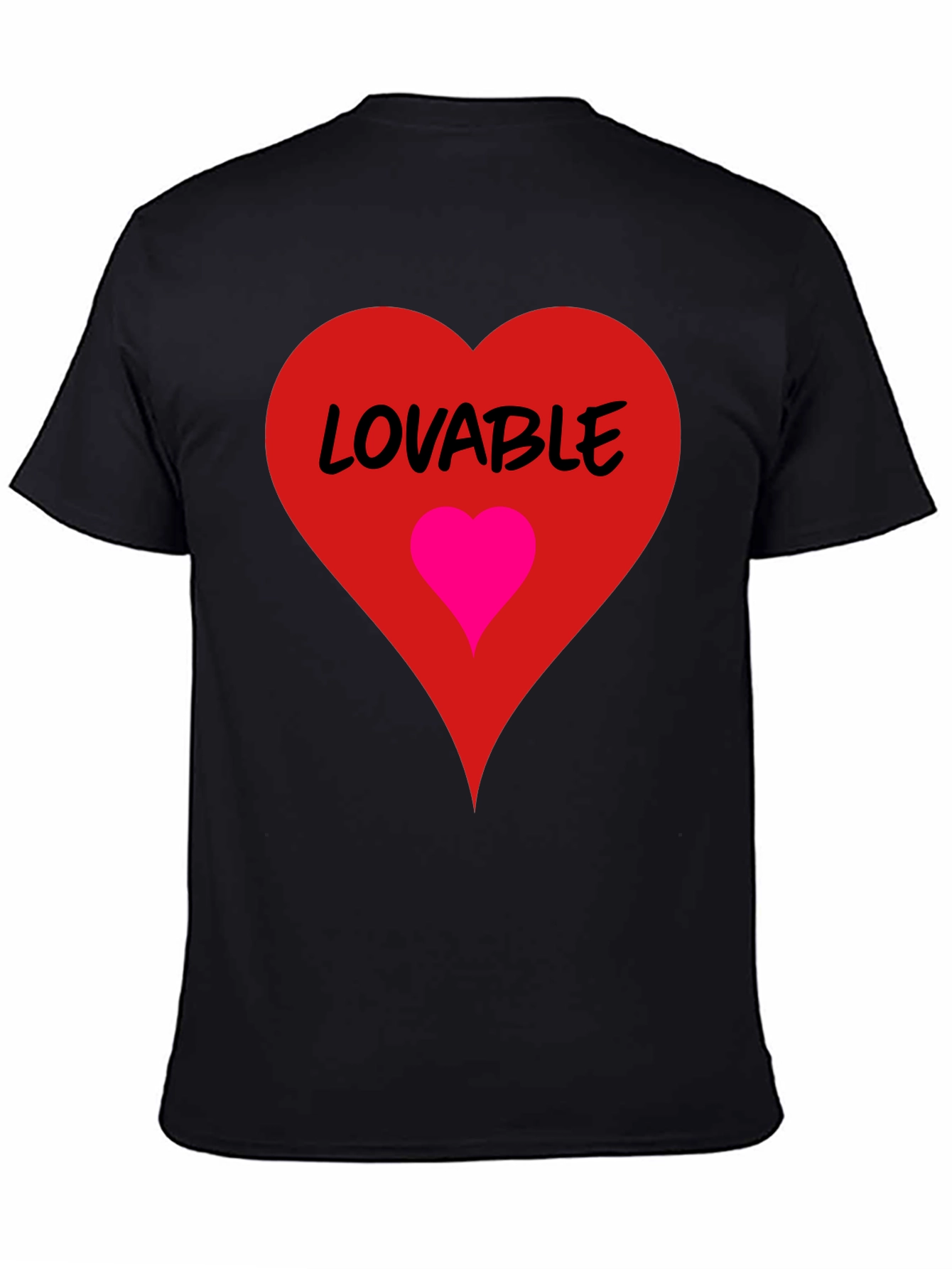 Lovable Heart Graphic Tee - Black Cotton Blend