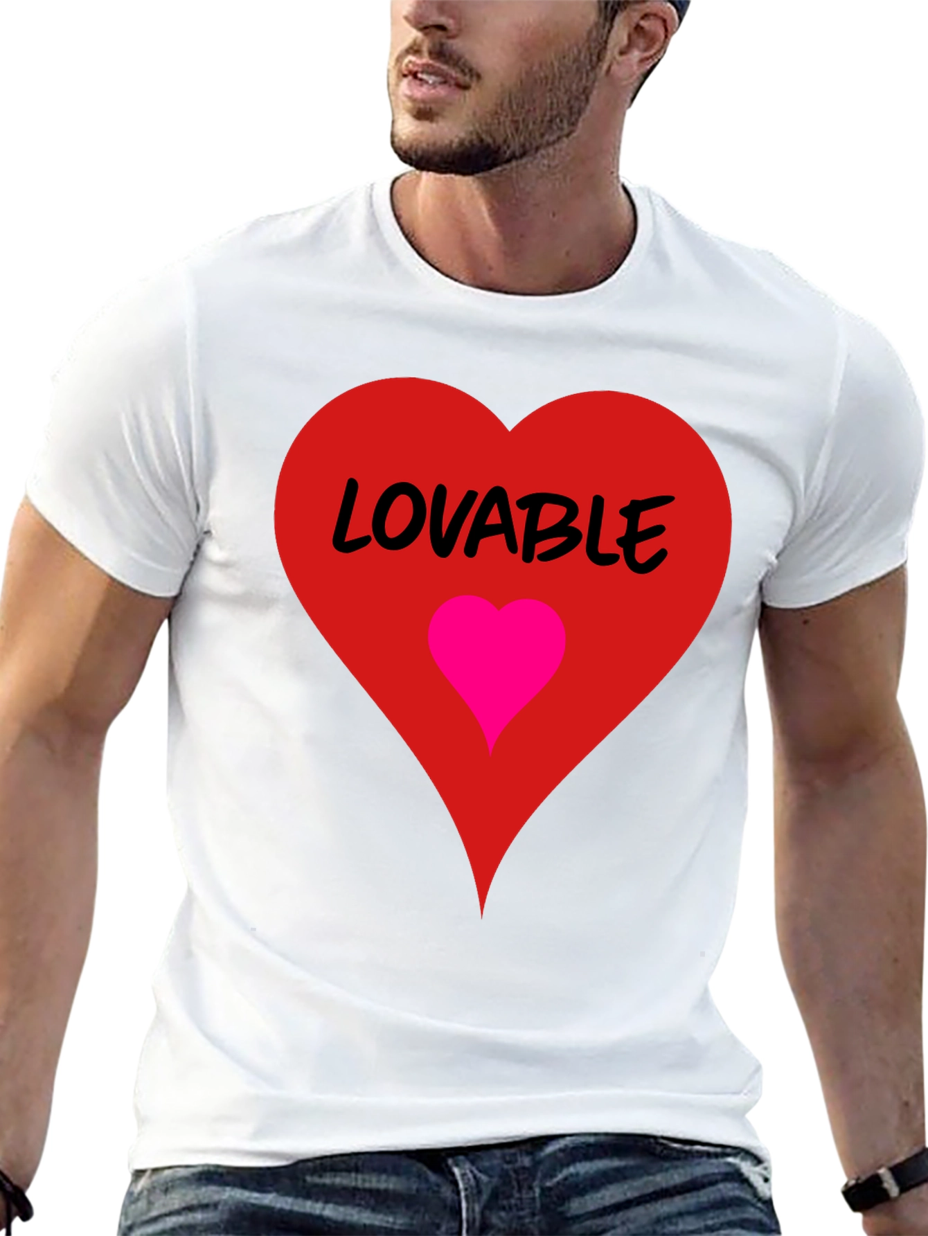 Lovable Heart Graphic Tee - Black Cotton Blend