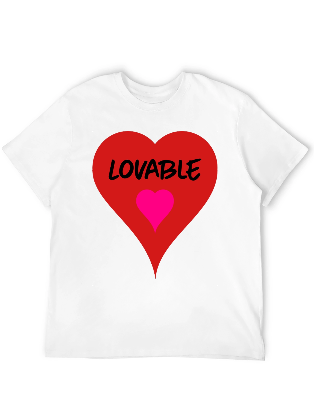 Lovable Heart Graphic Tee - Black Cotton Blend