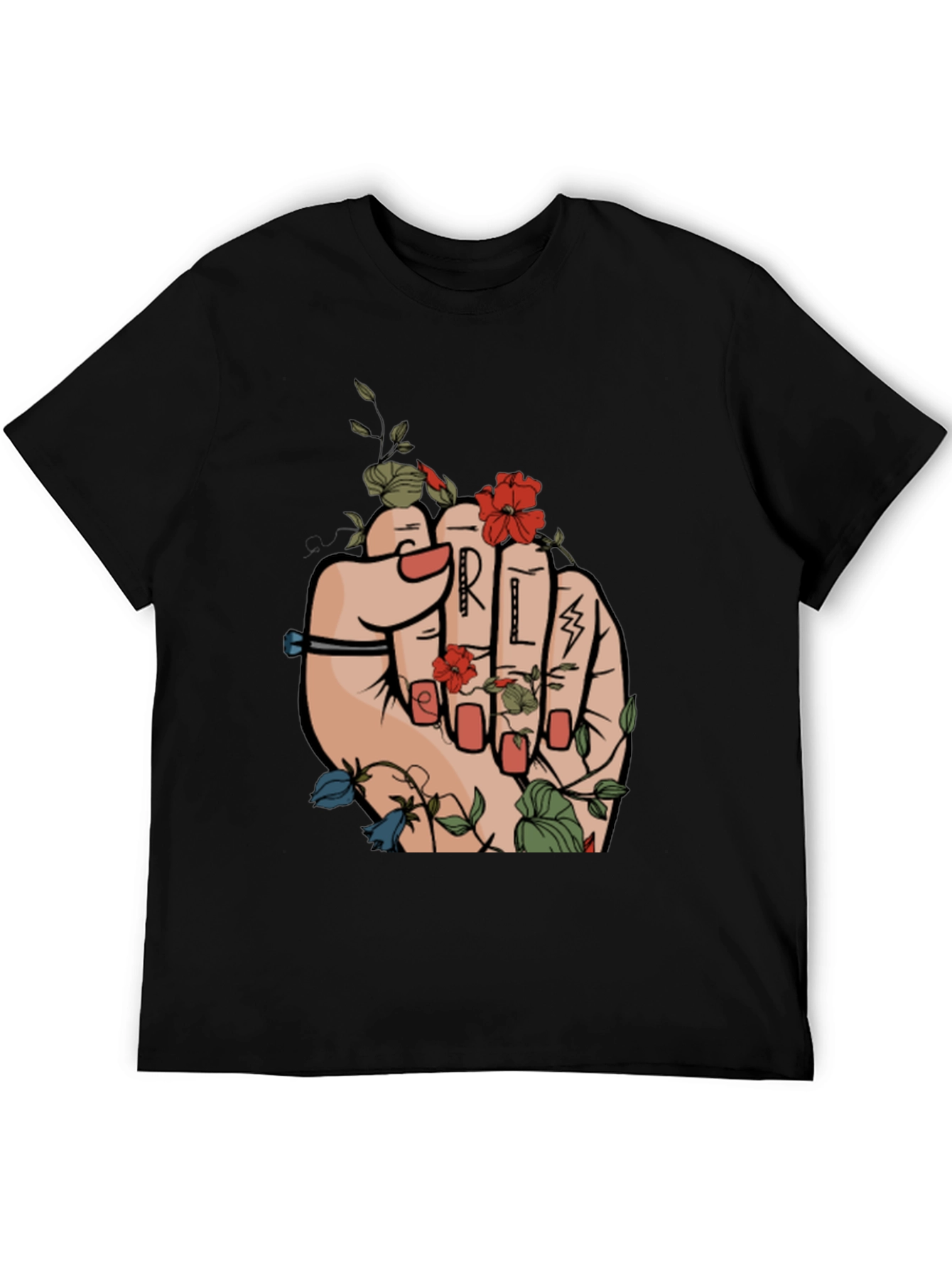 Floral Power Fist Graphic Tee