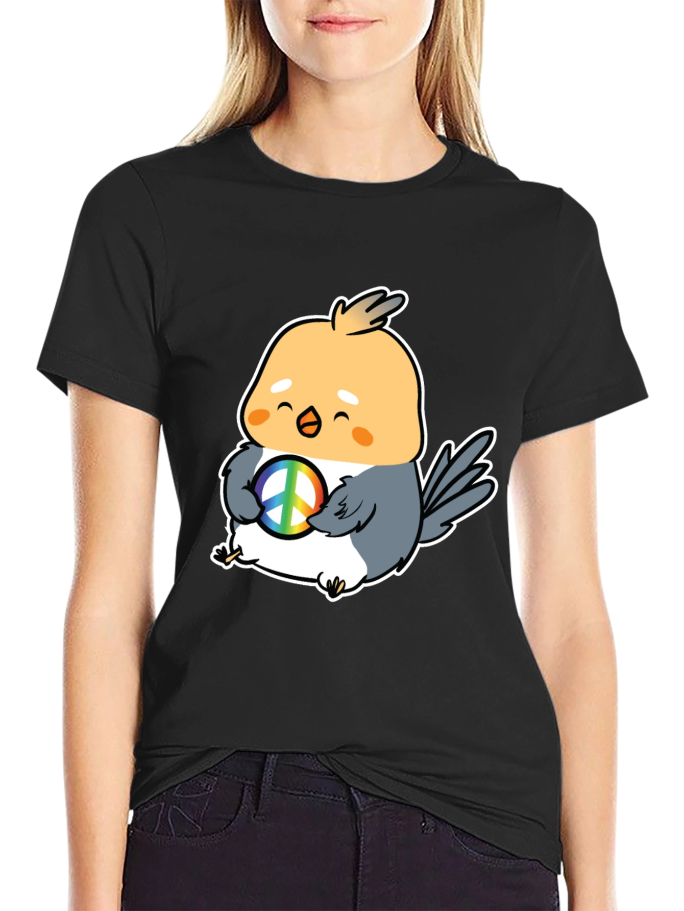 Peace Bird Graphic Tee - Cute Cartoon Bird T-Shirt