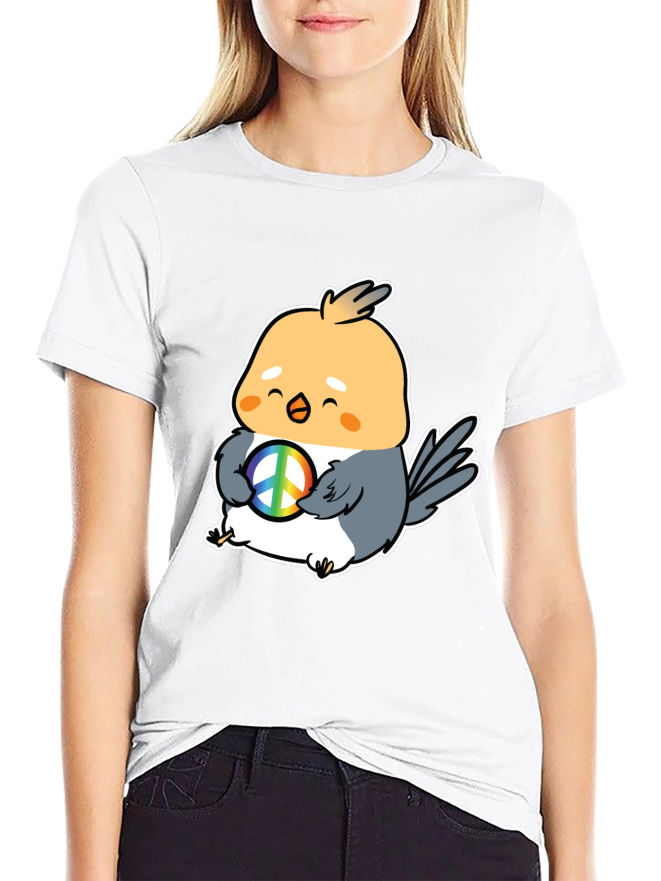 Peace Bird Graphic Tee - Cute Cartoon Bird T-Shirt