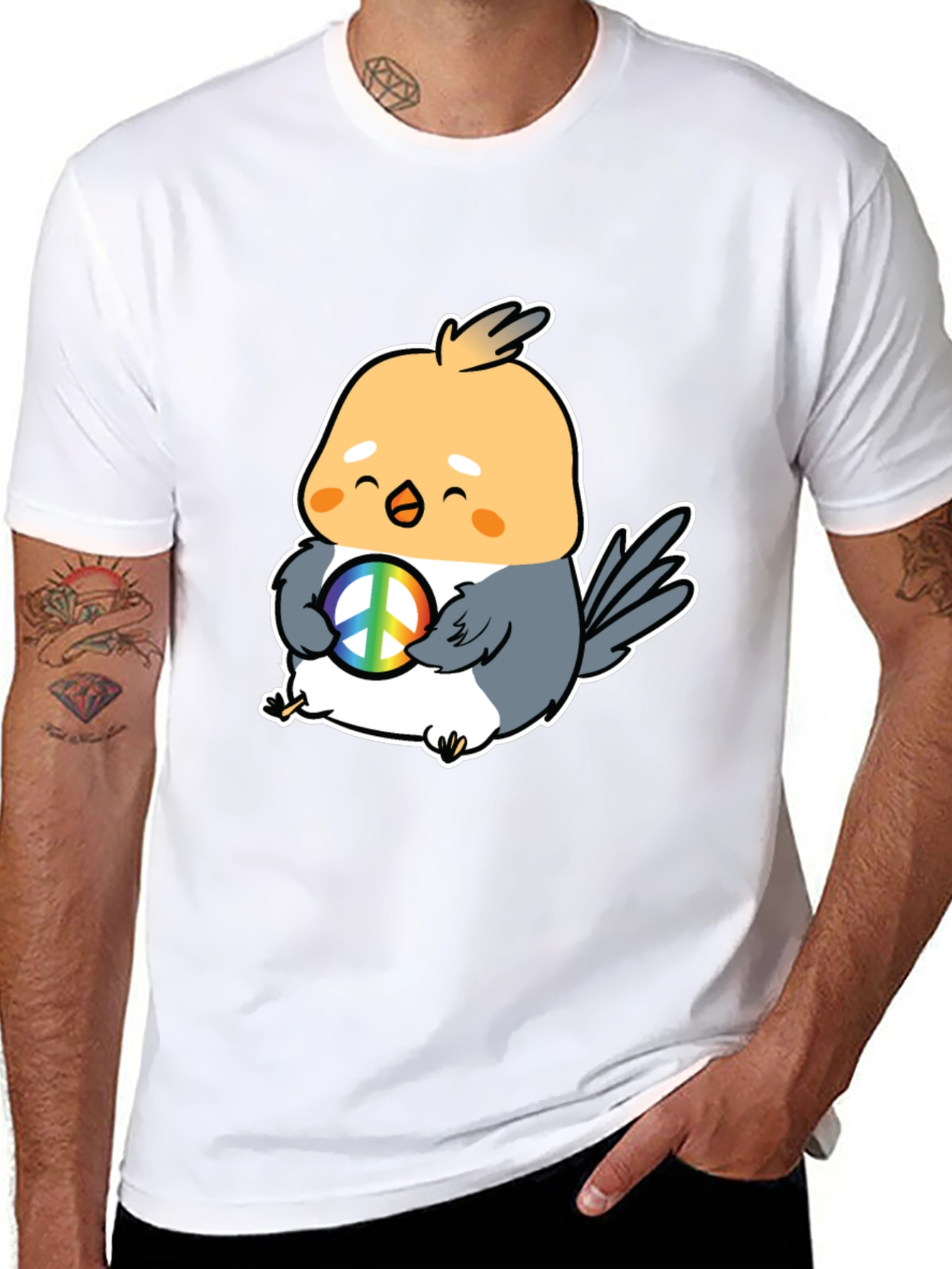 Peace Bird Graphic Tee - Cute Cartoon Bird T-Shirt