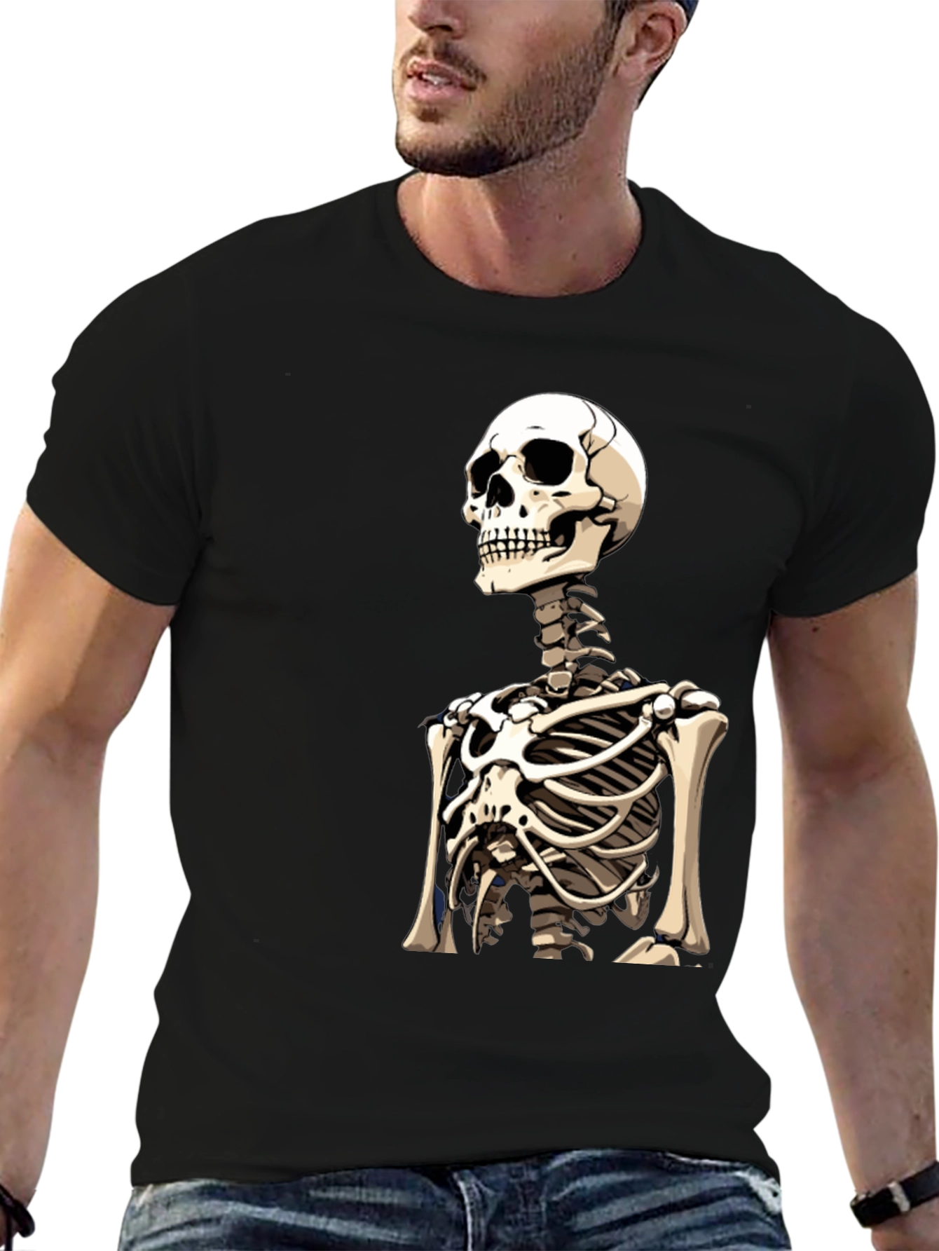 Skeleton Rib Cage Graphic Tee - Black