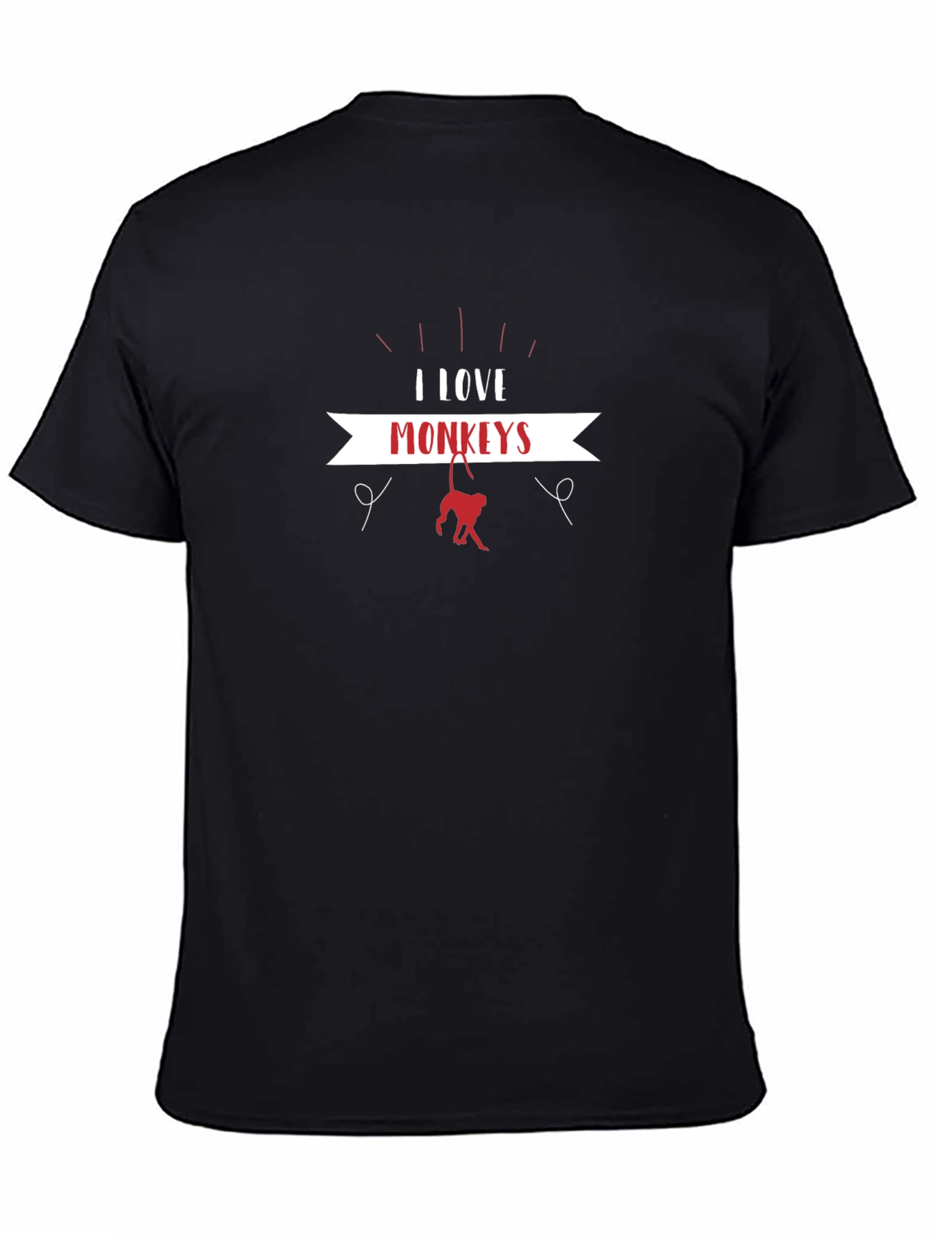 I Love Monkeys Black T-Shirt