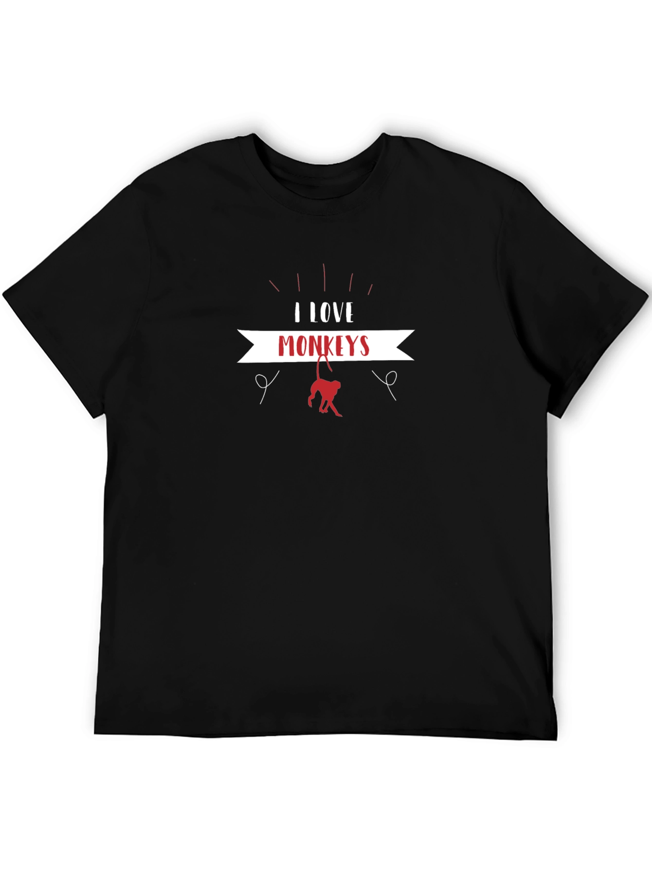 I Love Monkeys Black T-Shirt